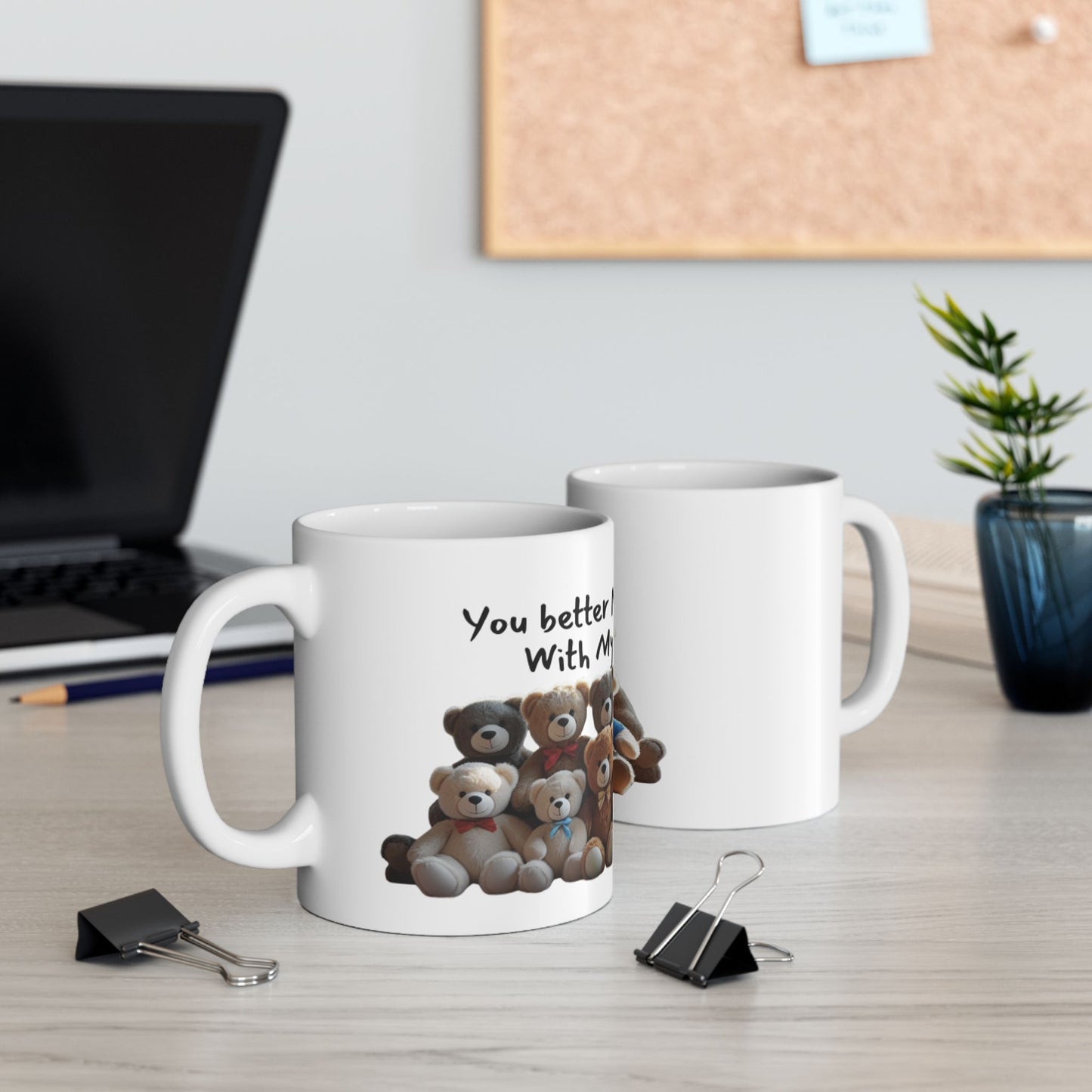 Cute Teddy Bear Mug, Funny Gift for Friends, Ceramic Coffee Cup, Bear Lover Present, Birthday, Friendship Celebration