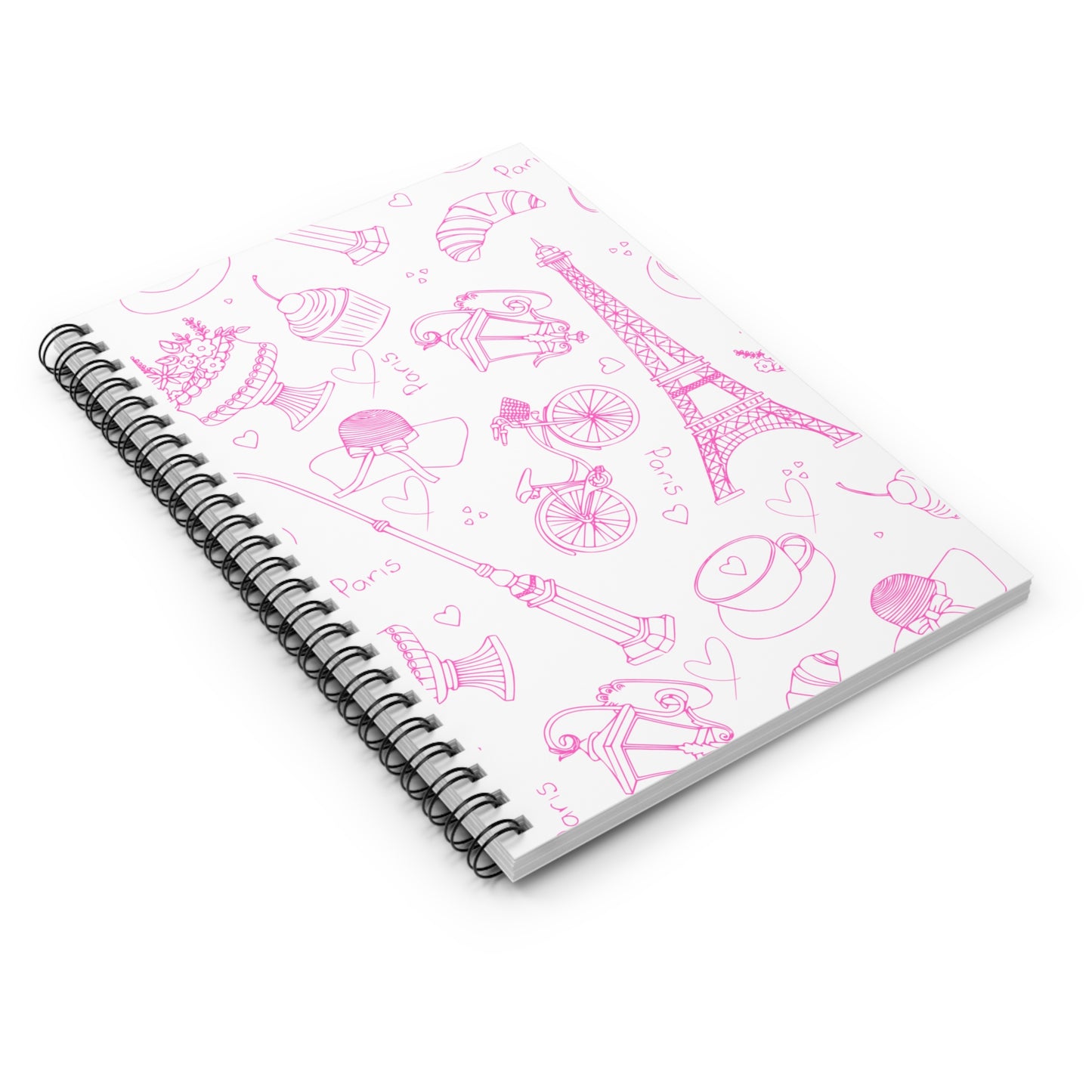 Parisian Dreams Spiral Notebook - Ruled Line - Cute Sketch Design for Travel Lovers