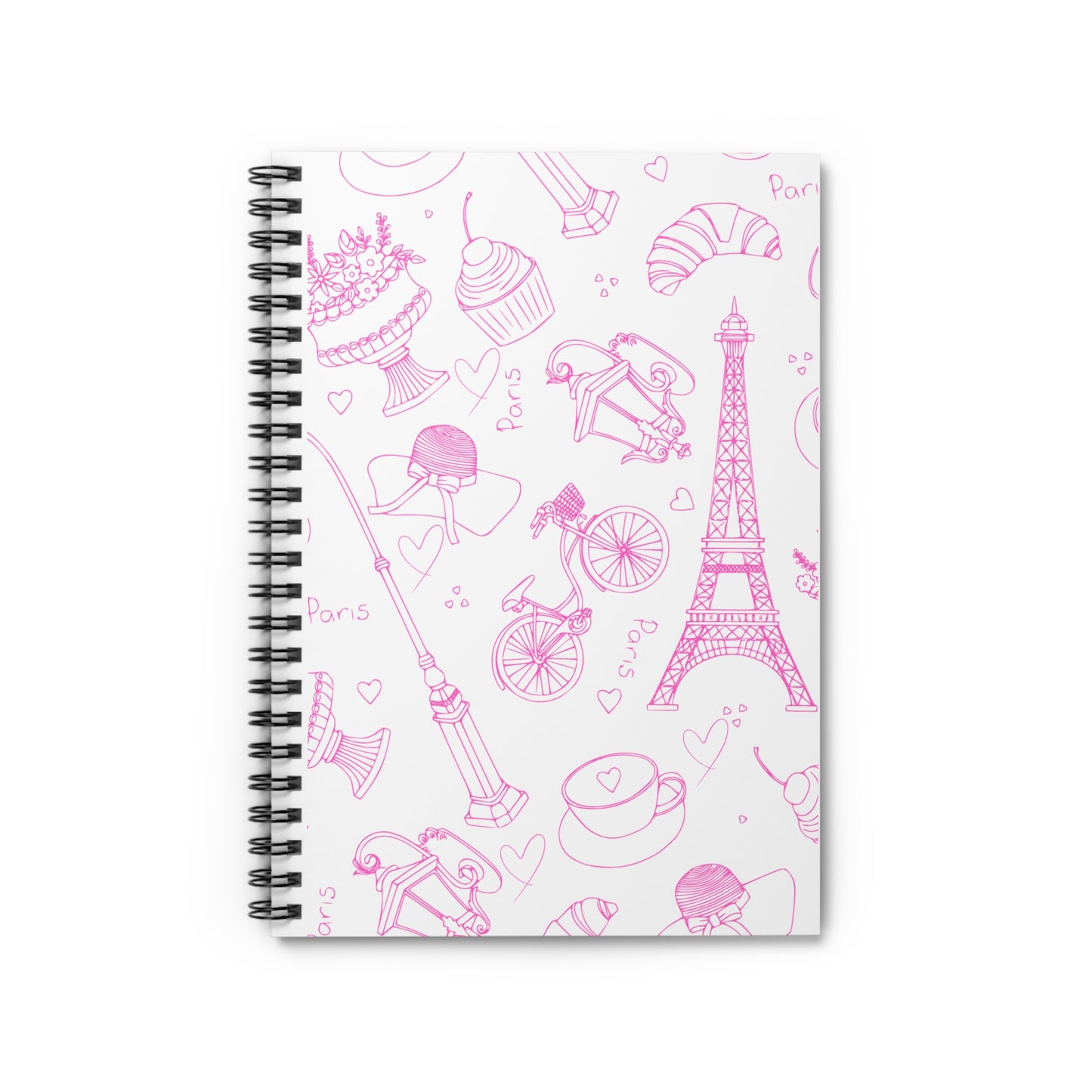 Parisian Dreams Spiral Notebook - Ruled Line - Cute Sketch Design for Travel Lovers