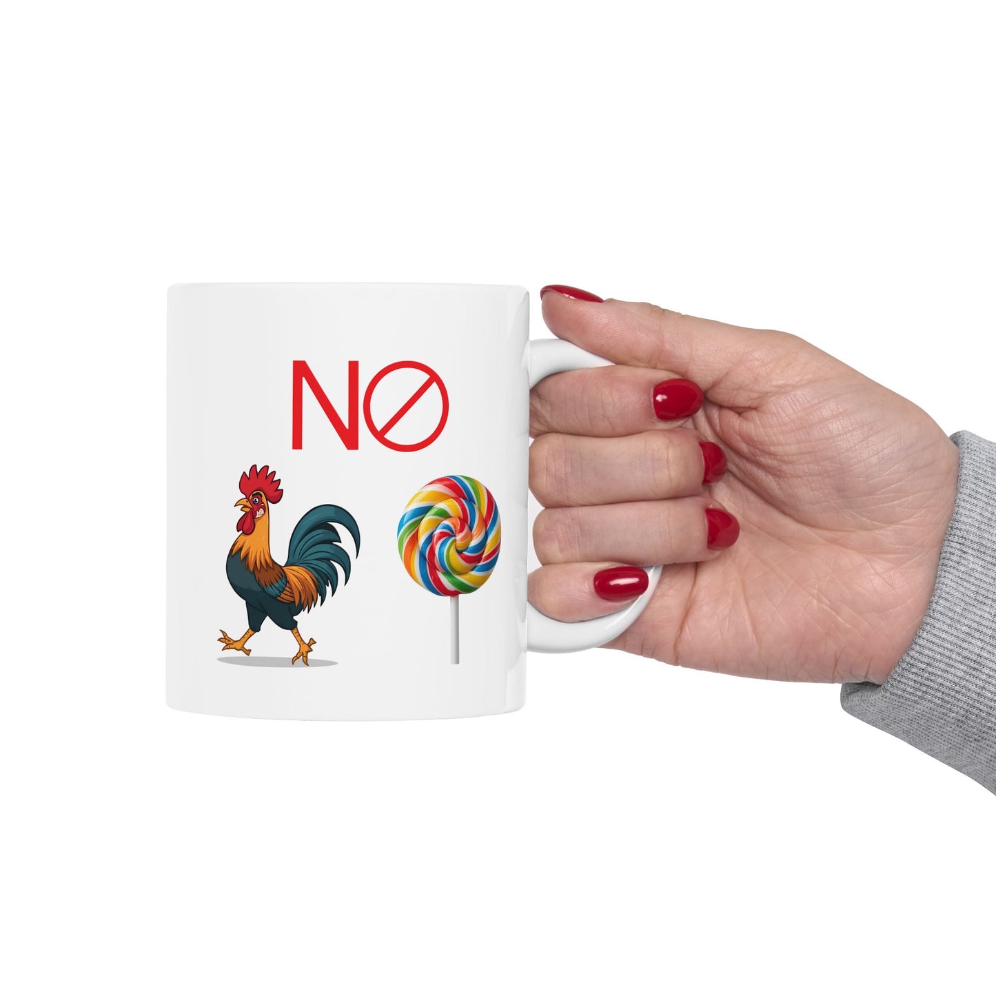 Rooster & Lollipop Ceramic Mug — Whimsical Farmhouse Coffee Cup (11oz, 15oz)