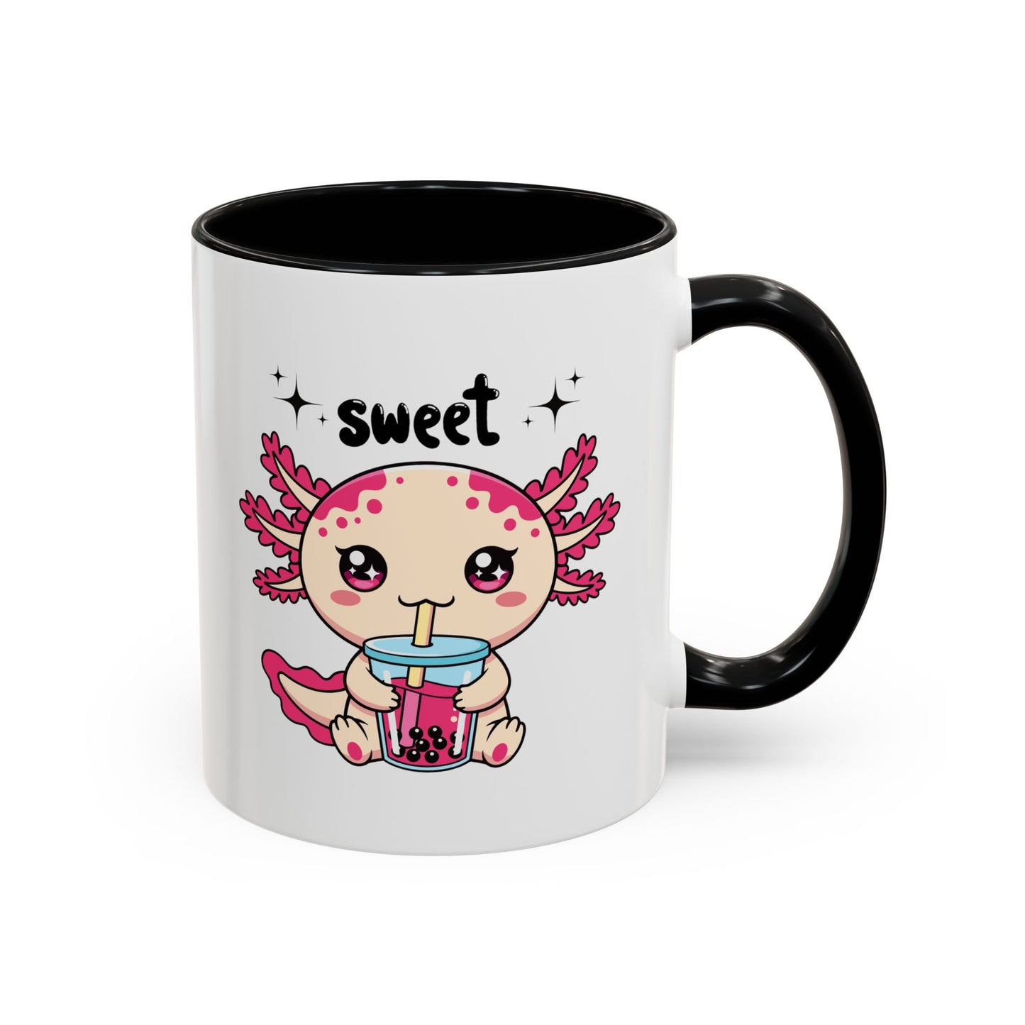 Axolotl Bubble Tea Coffee Mug — "Sweet" Cute Kawaii Animal Accent Mug (11/15oz)