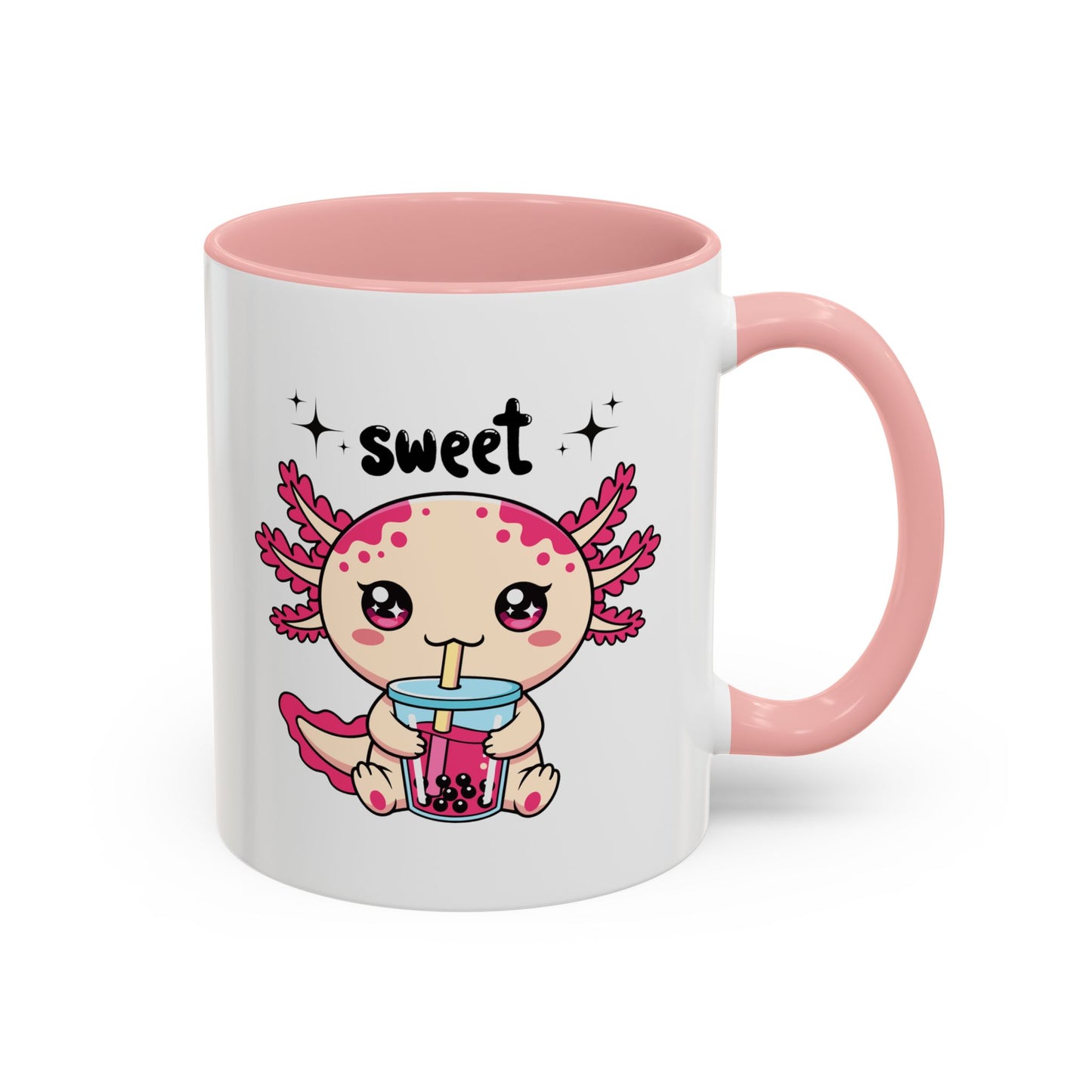 Axolotl Bubble Tea Coffee Mug — "Sweet" Cute Kawaii Animal Accent Mug (11/15oz)
