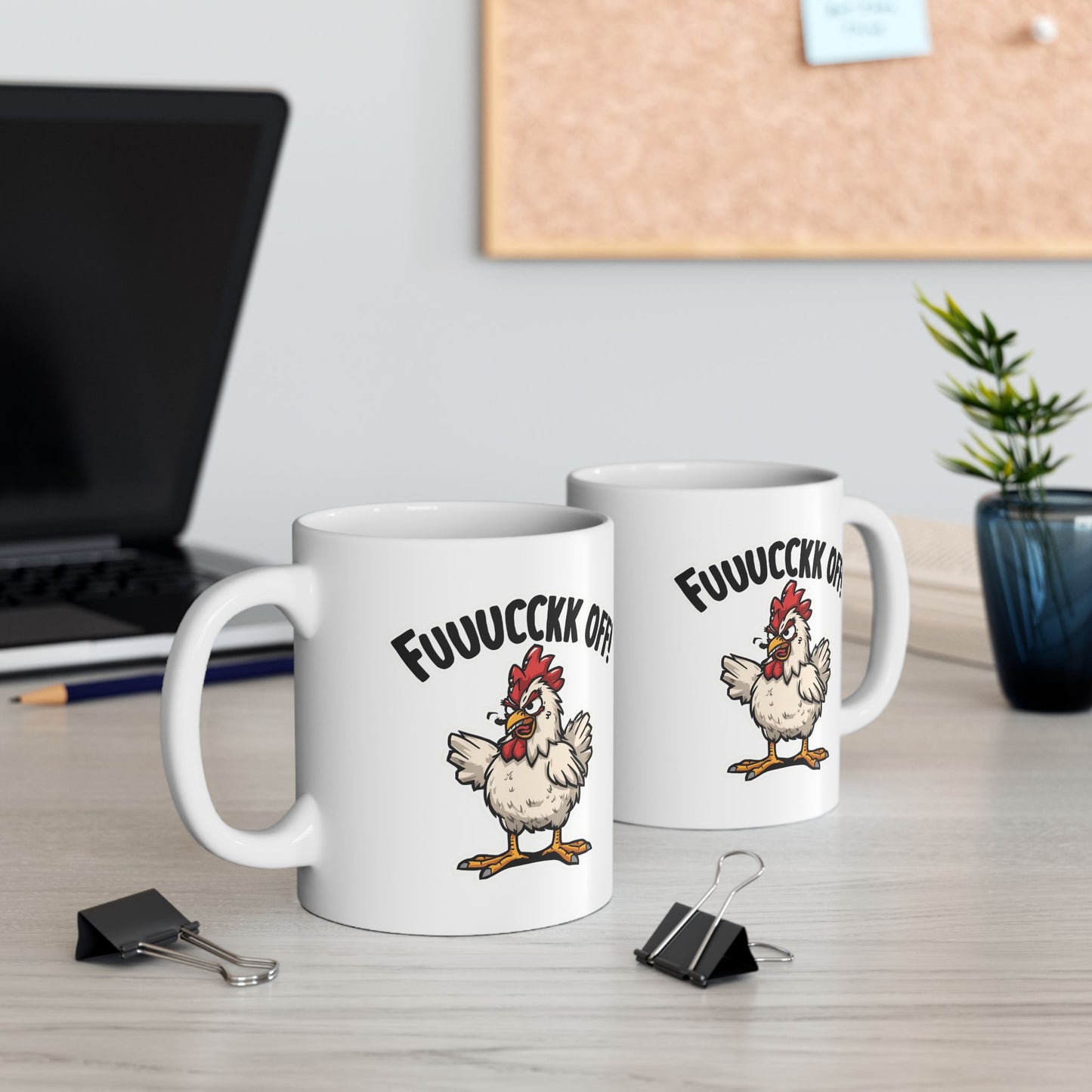Funny Turkey Mug — ‘Fowl Off!’ Ceramic Coffee Cup (11oz & 15oz)