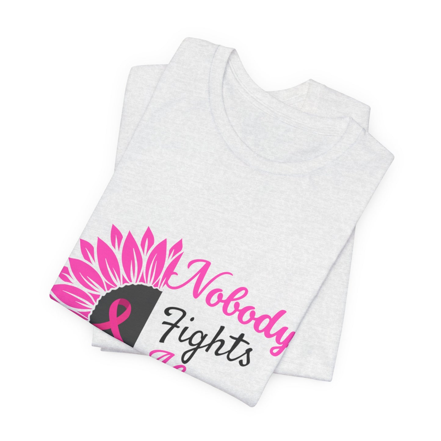 Pink Ribbon Awareness Tee - Nobody Fights Alone, Breast Cancer Support Shirt, Gift for Cancer Fighters, Motivational Apparel, Unisex Tee