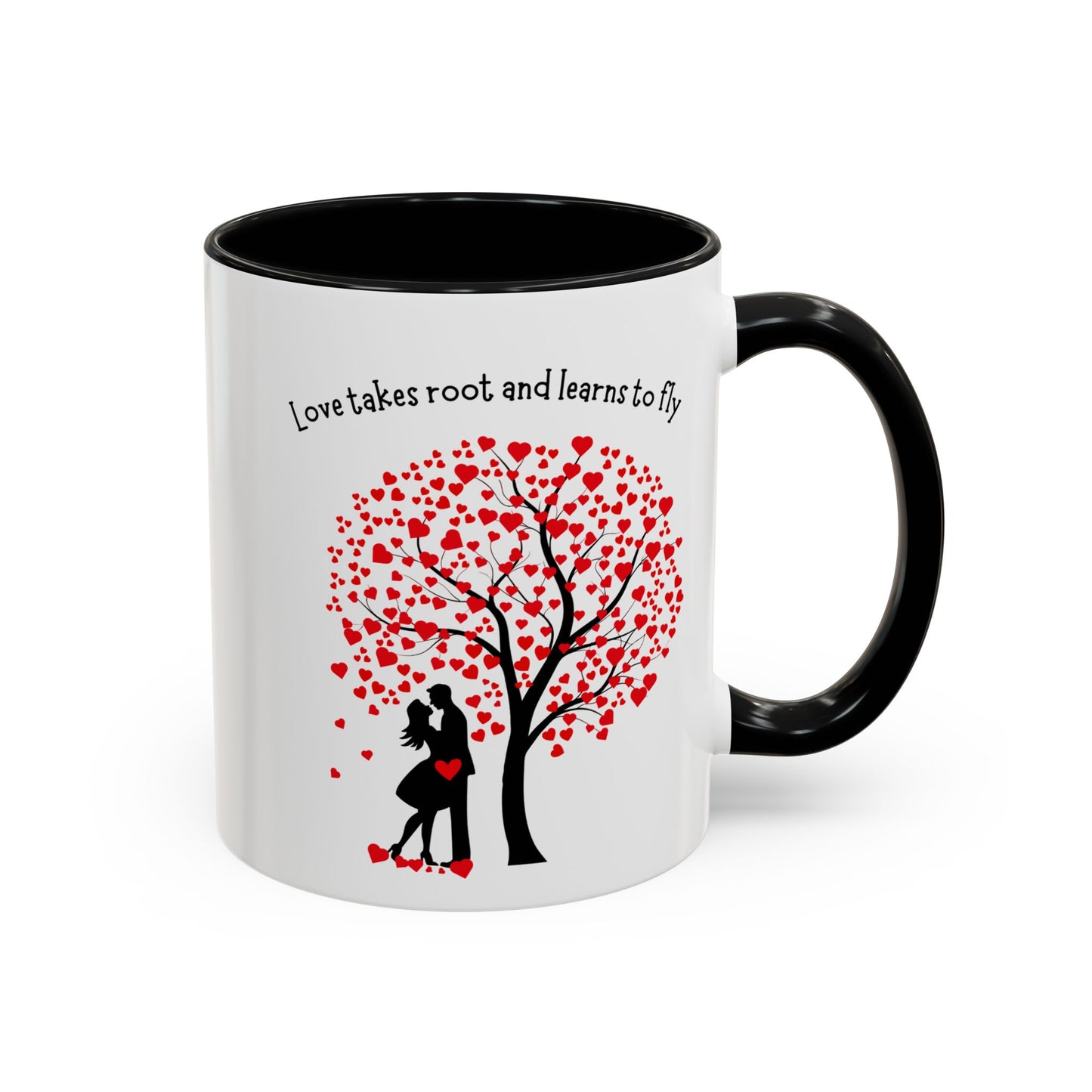 Love Tree Accent Coffee Mug – "Love takes root and learns to fly" Romantic 11/15oz Ceramic Mug