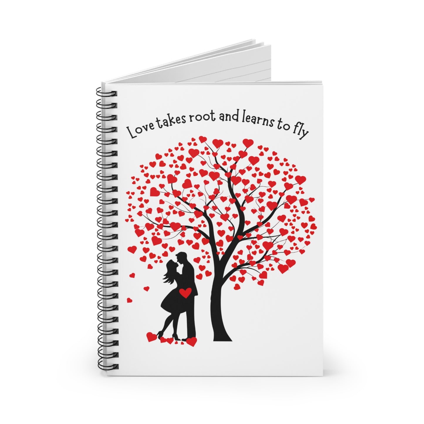 Love Takes Root Spiral Notebook — Romantic Heart Tree Ruled Journal