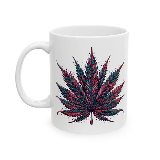 Floral Feather Art Ceramic Mug — Boho Botanical Coffee Cup (11oz & 15oz)