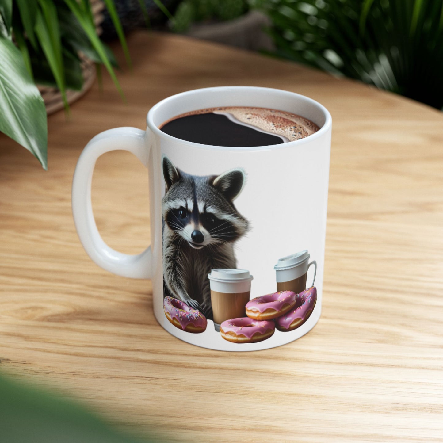 Coffee Time Raccoon Mug, Funny Gift for Animal Lovers, Tea Cup, Unique Office Mug, Cute Kitchen Decor, Birthday Gift Idea