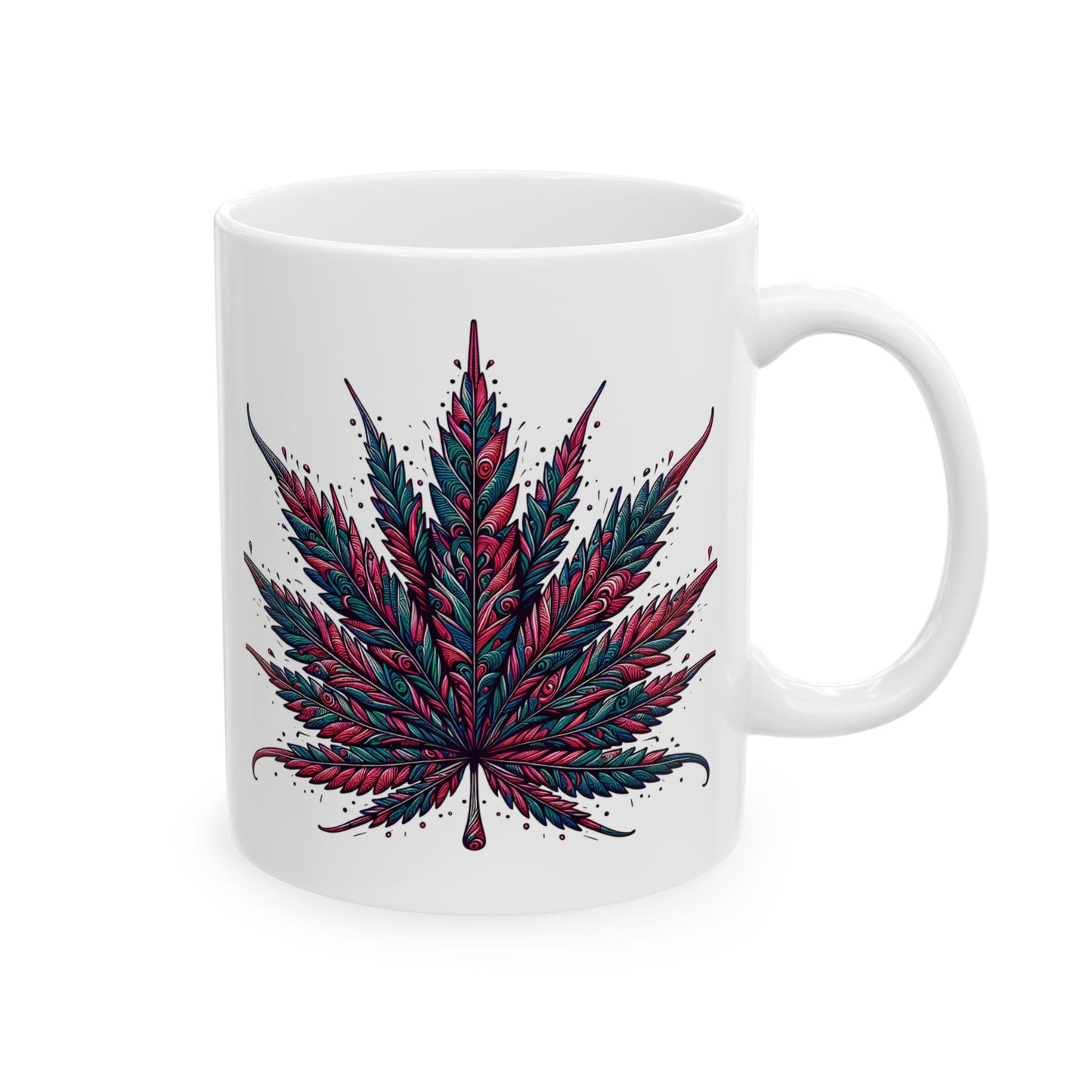 Floral Feather Art Ceramic Mug — Boho Botanical Coffee Cup (11oz & 15oz)