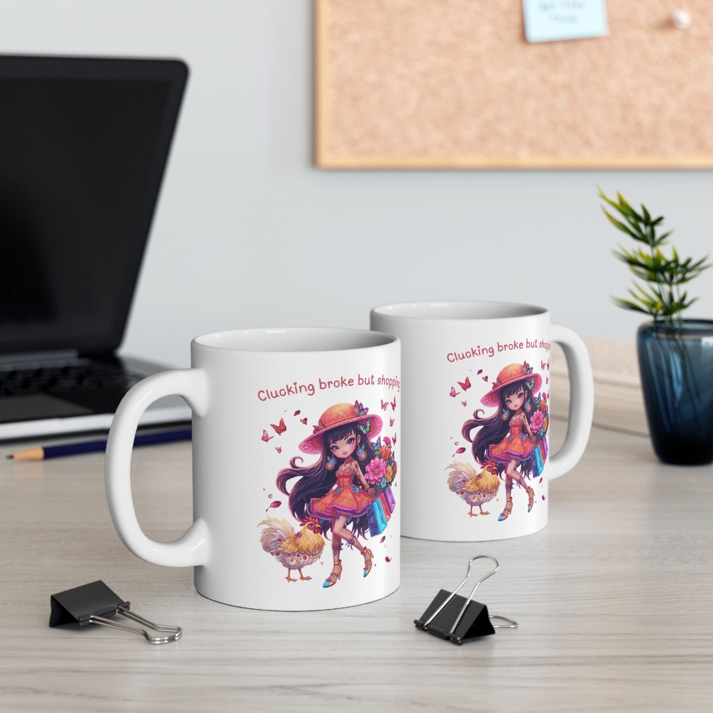 Ceramic Mug — Cute Cluelessly Galloping Unicorn with Flowers (11oz/15oz)