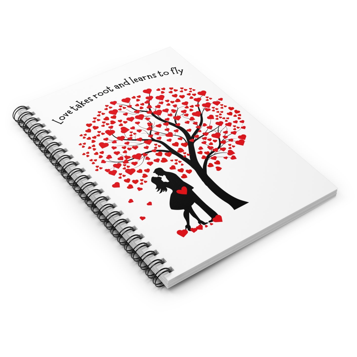 Love Takes Root Spiral Notebook — Romantic Heart Tree Ruled Journal