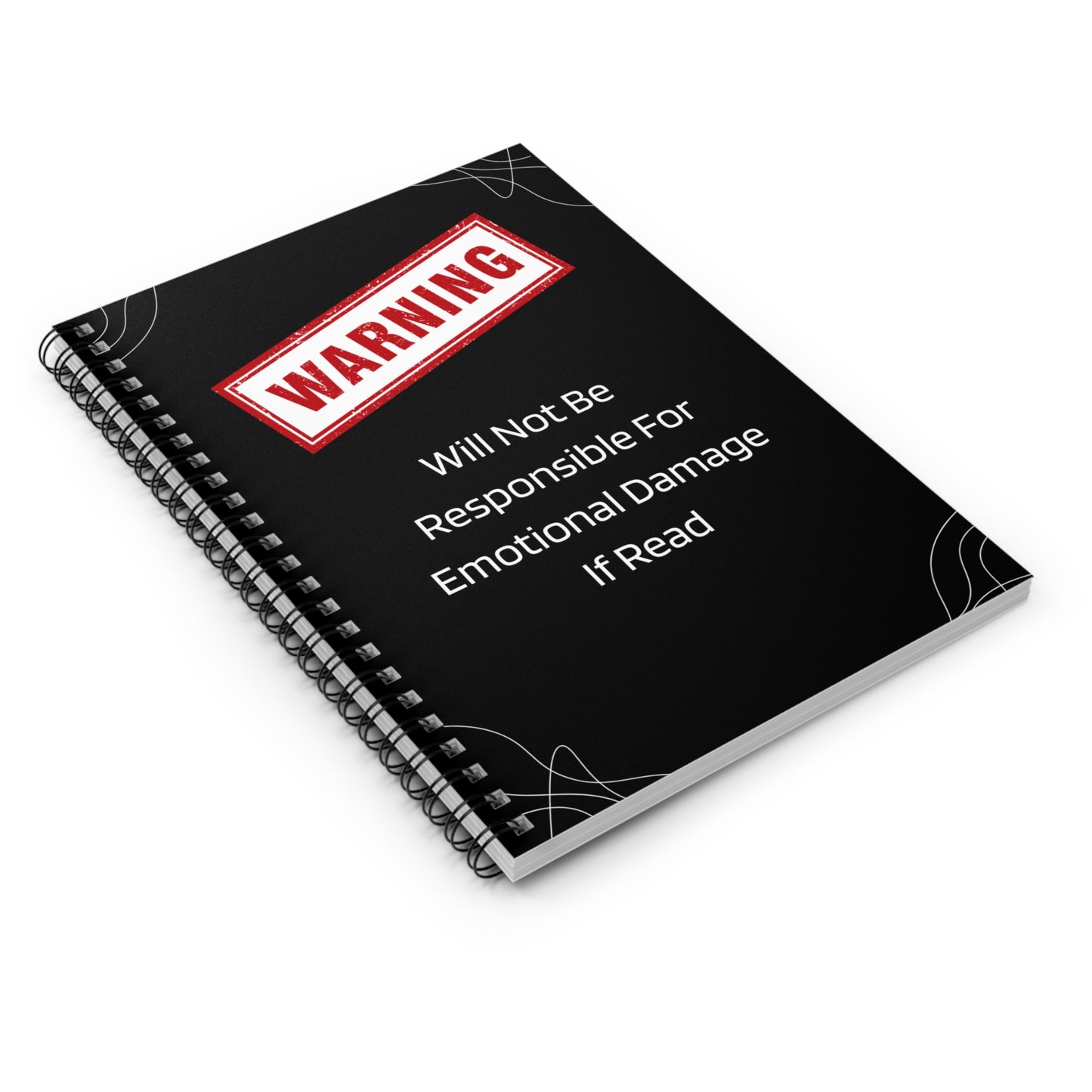 Warning Spiral Notebook - Emotional Damage Not Responsible, Funny Gift, Journal, School Supplies, Unique Stationery