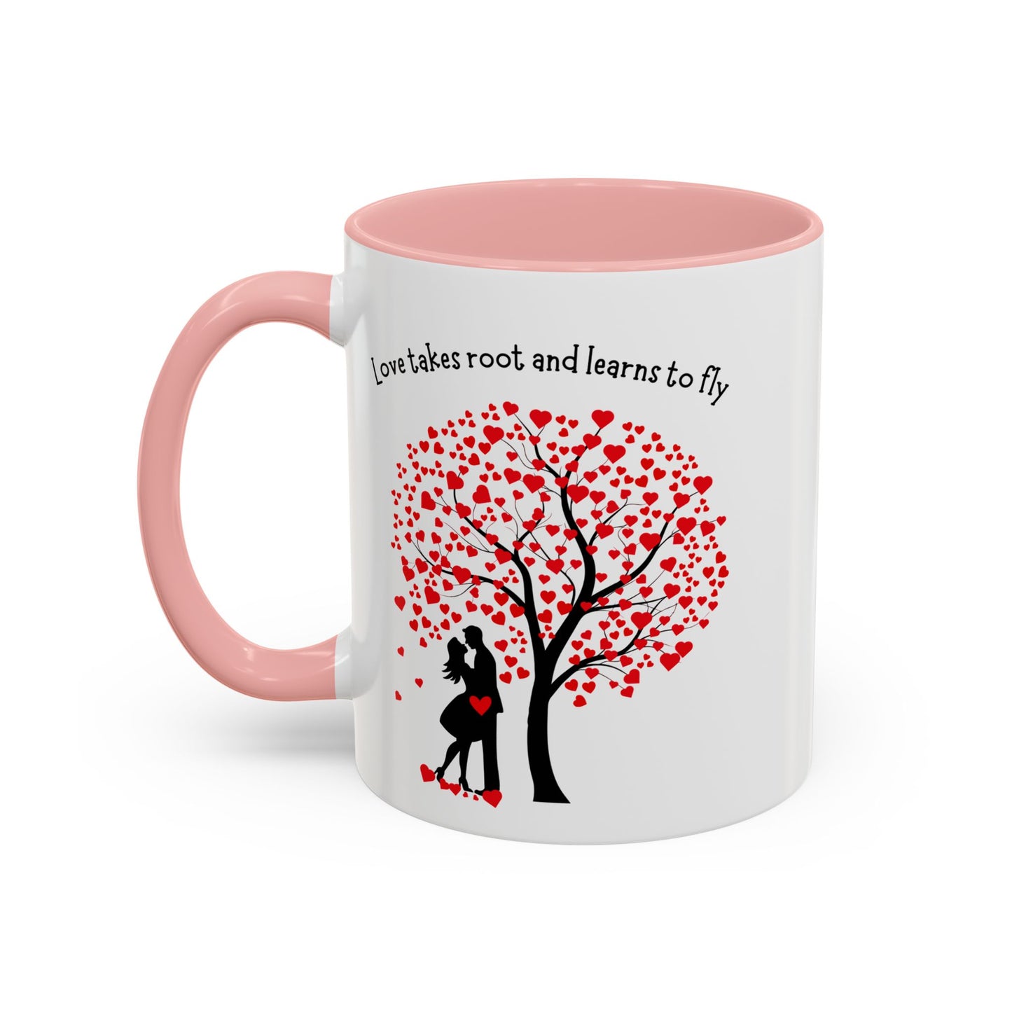 Love Tree Accent Coffee Mug – "Love takes root and learns to fly" Romantic 11/15oz Ceramic Mug