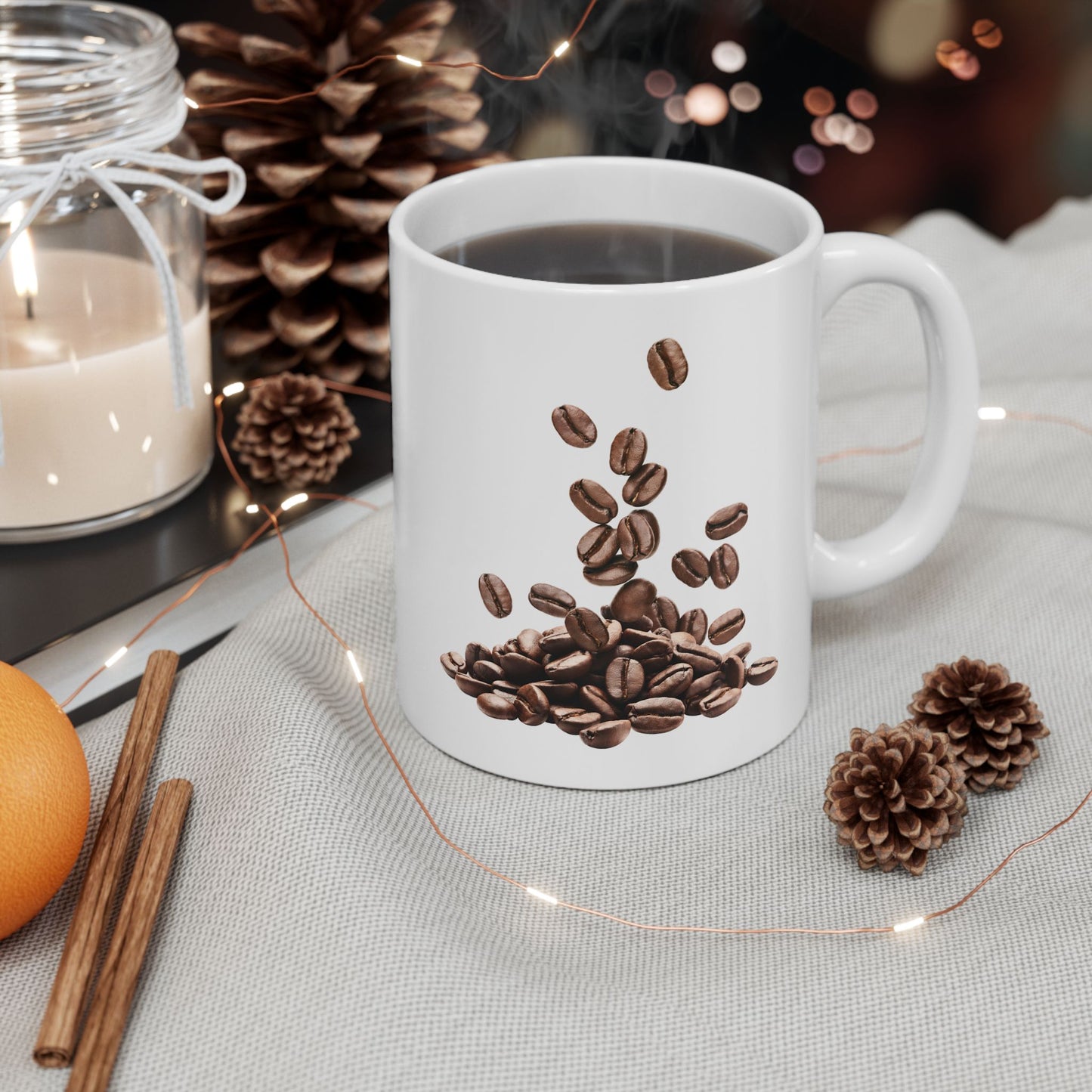 Coffee Lover's Ceramic Mug, Cozy Gift for Him and Her, Perfect for Home, Kitchen, Thanksgiving, Christmas, Happy Hour
