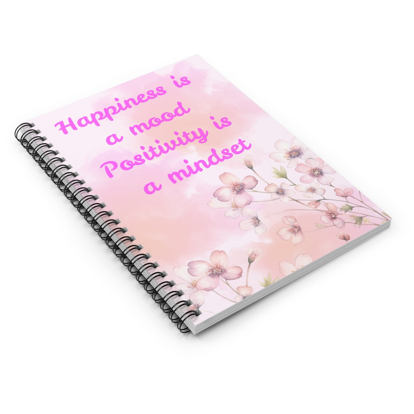 Floral Quote Spiral Notebook - Happiness is a Mood, Positivity is a Mindset, Inspirational Journal, Self-Care Gift, Motivational [...]