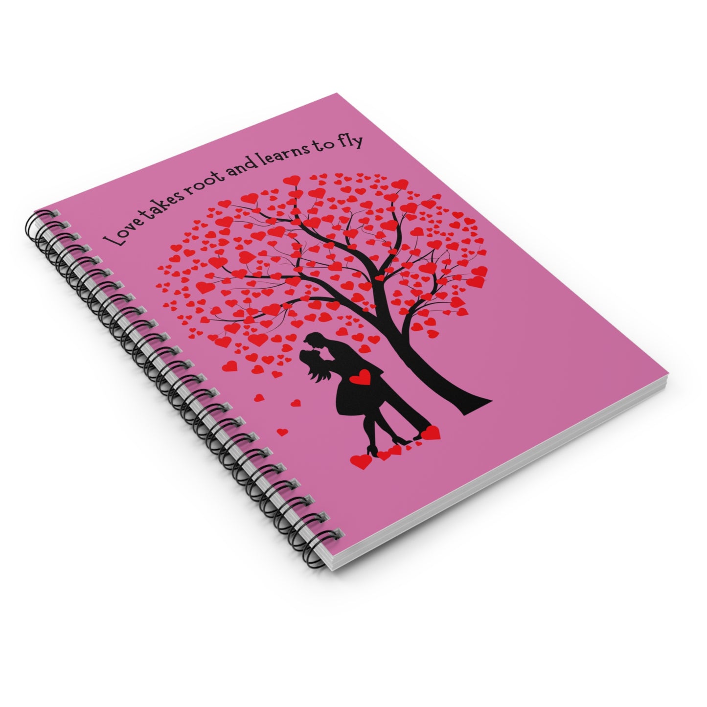 Love Takes Root Spiral Notebook — Romantic Heart Tree Ruled Journal