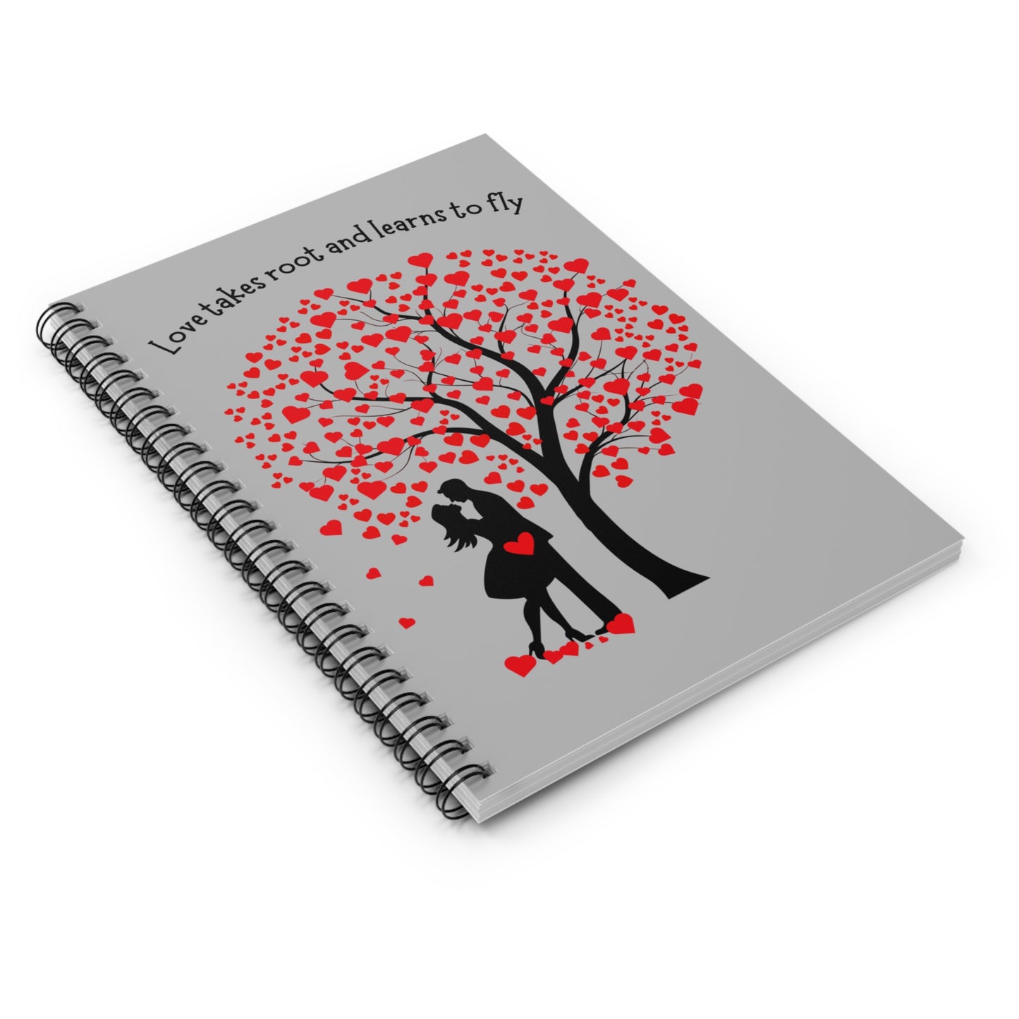 Love Takes Root Spiral Notebook — Romantic Heart Tree Ruled Journal