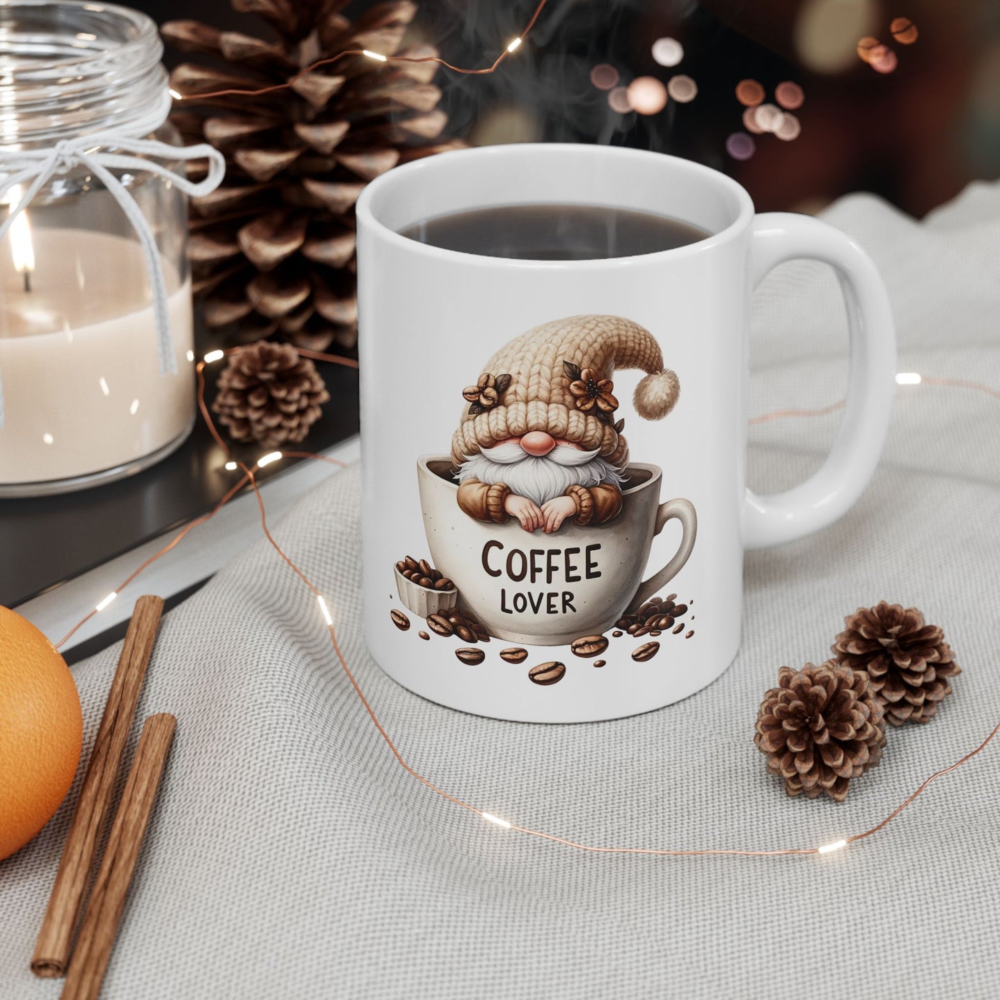 Coffee Lovers Ceramic Mug — Cute Espresso Cat Illustration (11oz & 15oz)