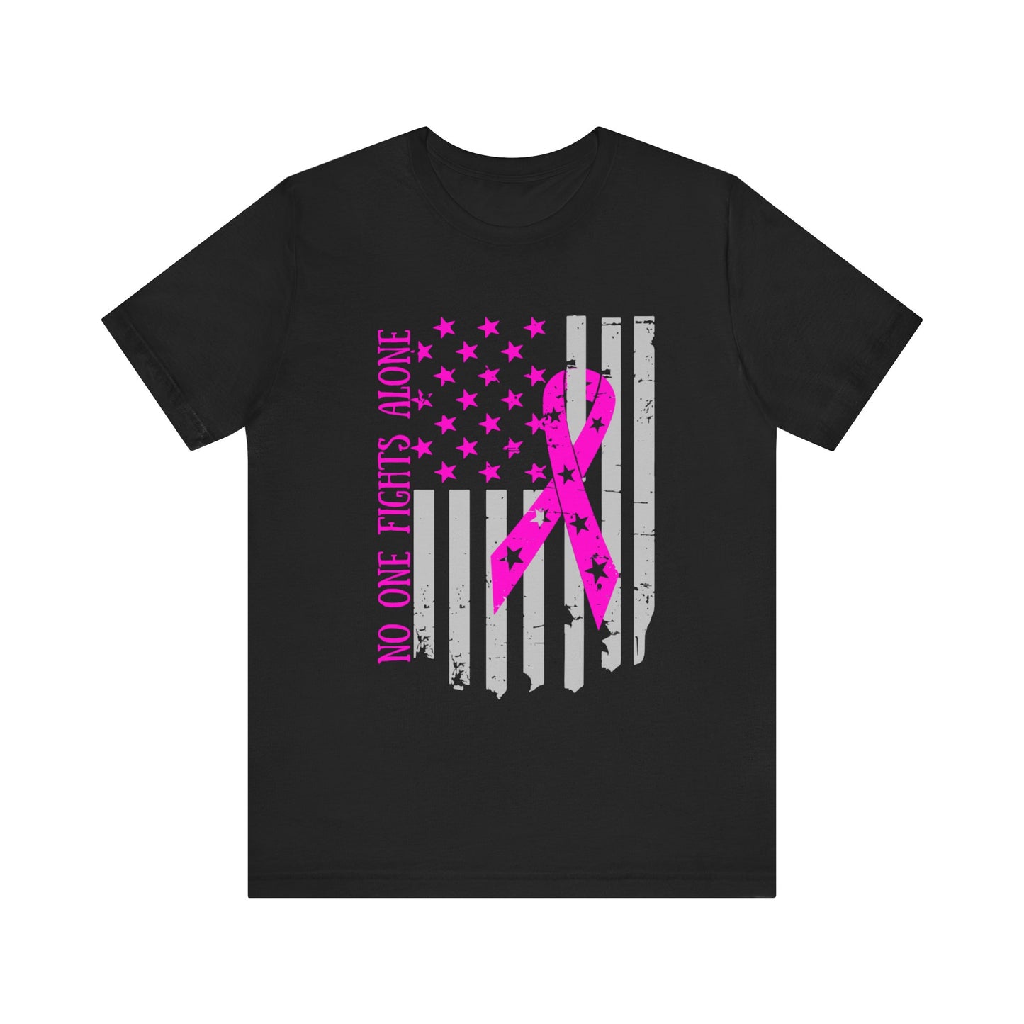 Breast Cancer Awareness Tee - No One Fights Alone, Support T-Shirt, Gift for Fighters, Awareness Month Shirt, Unisex Short Sleeve