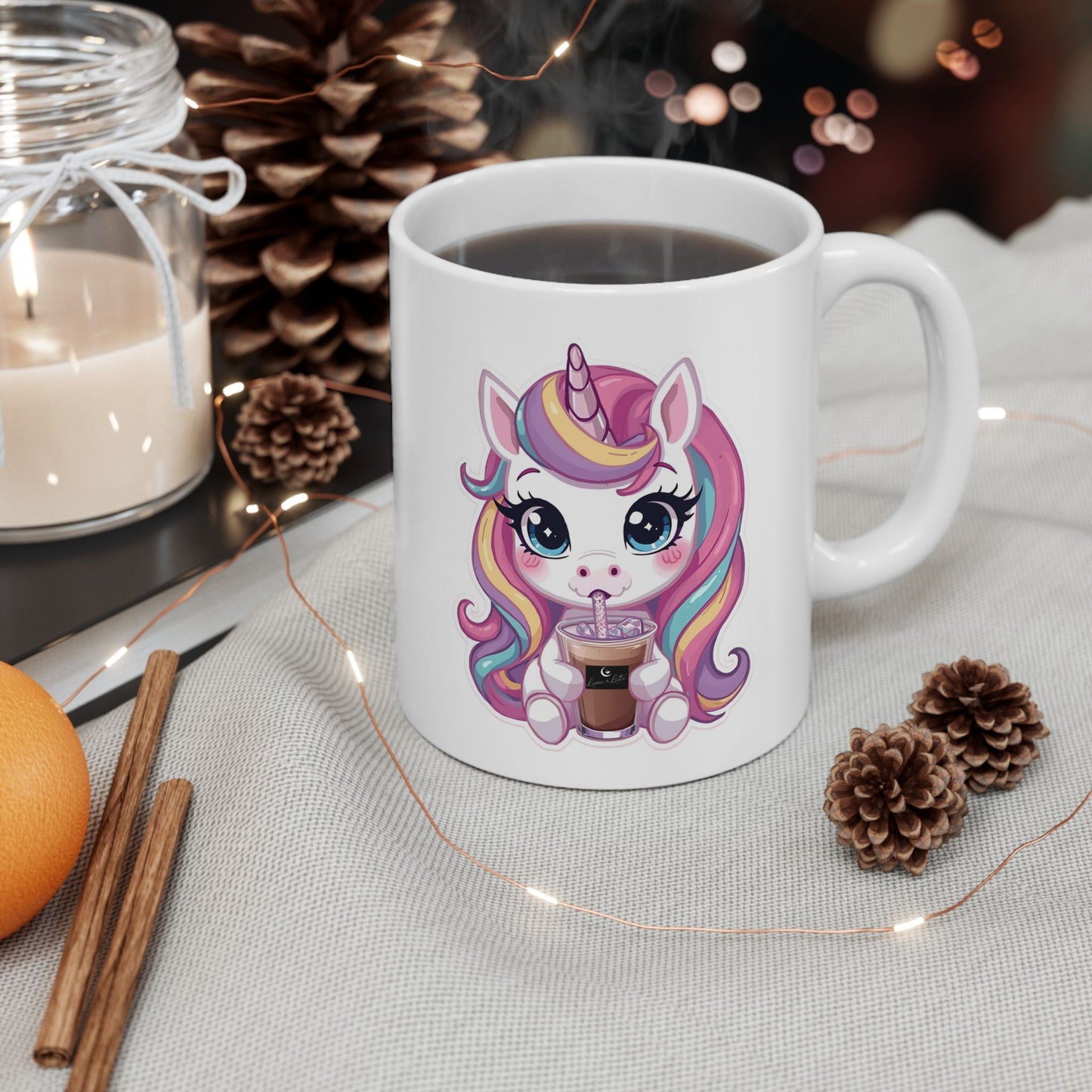 Unicorn Rainbow Ceramic Mug – Cute Pastel Unicorn Coffee Cup (11oz & 15oz)