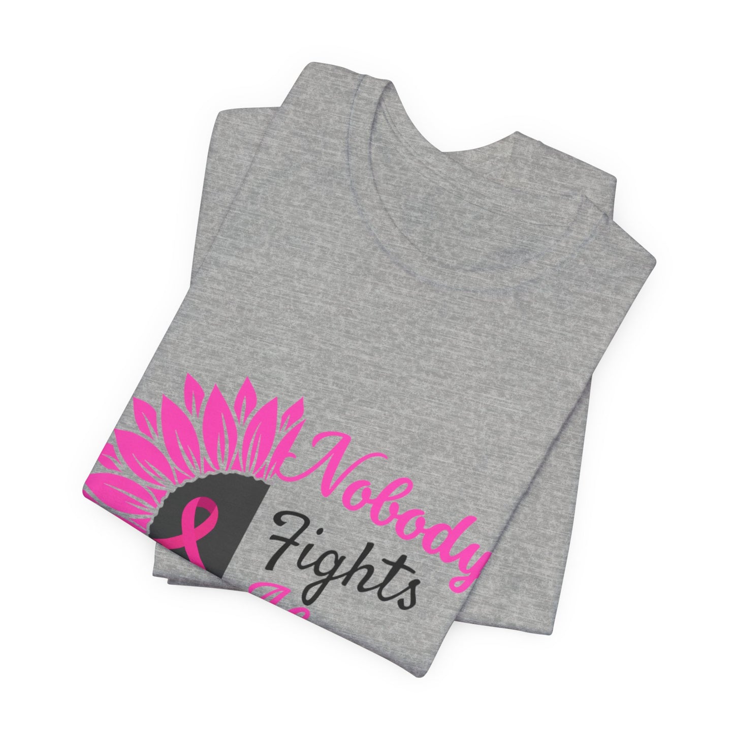 Pink Ribbon Awareness Tee - Nobody Fights Alone, Breast Cancer Support Shirt, Gift for Cancer Fighters, Motivational Apparel, Unisex Tee