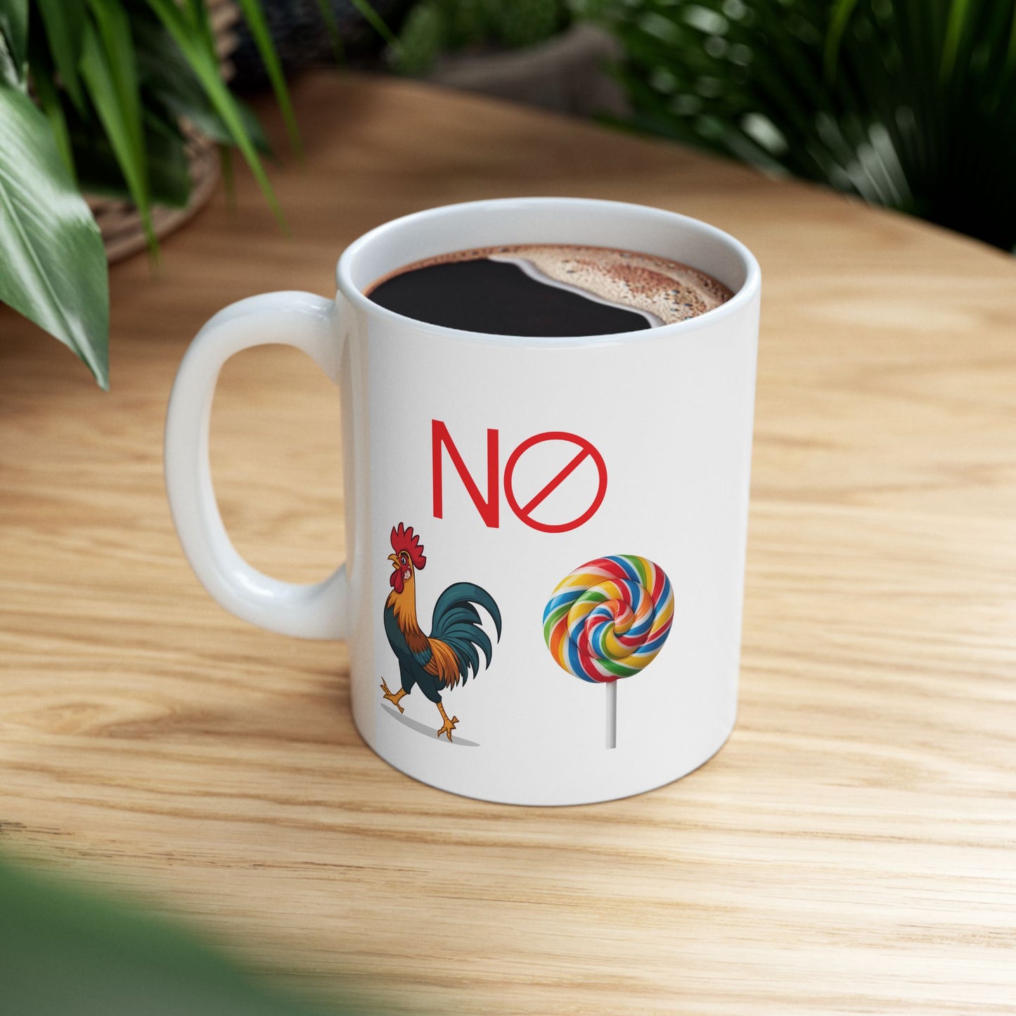 Rooster & Lollipop Ceramic Mug — Whimsical Farmhouse Coffee Cup (11oz, 15oz)
