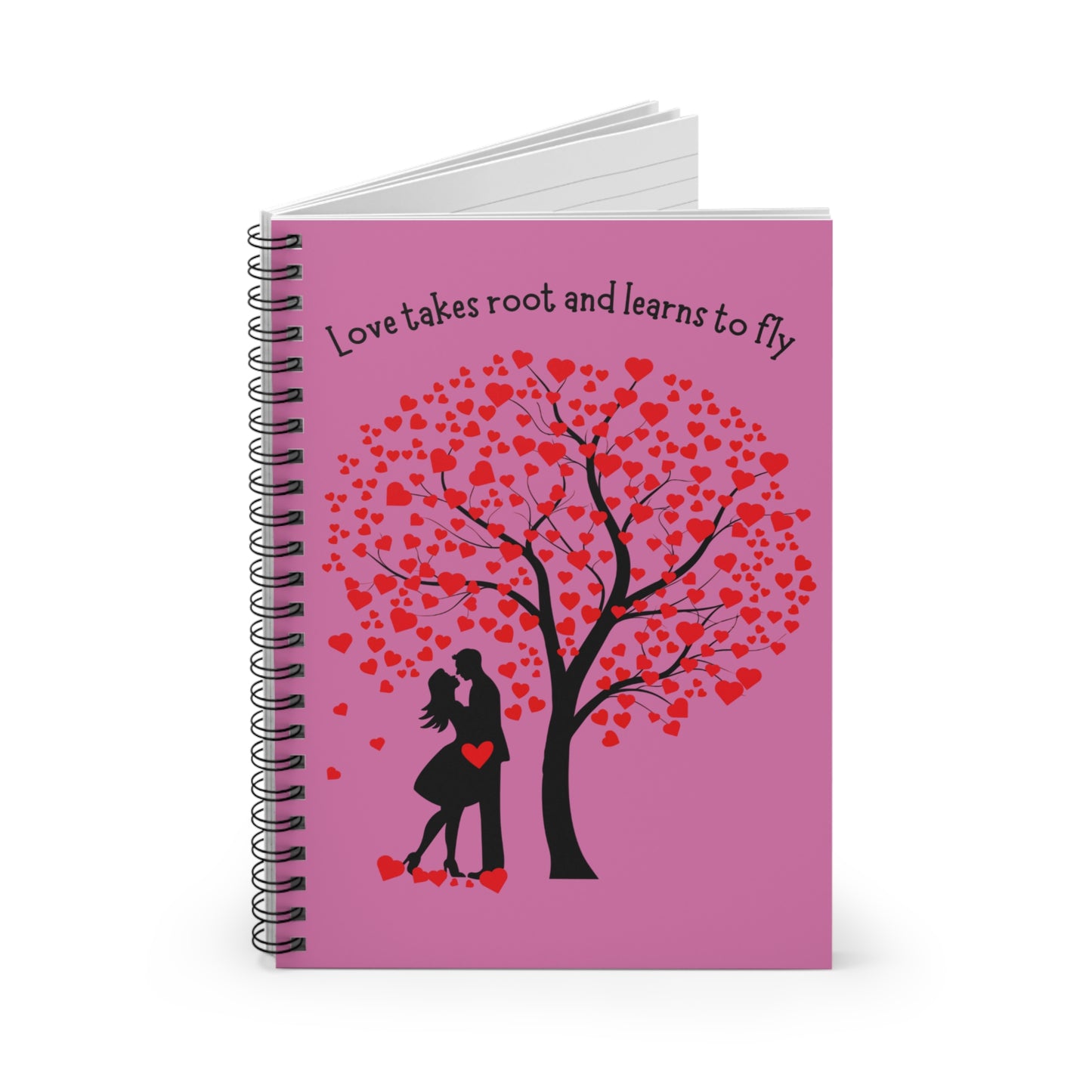 Love Takes Root Spiral Notebook — Romantic Heart Tree Ruled Journal