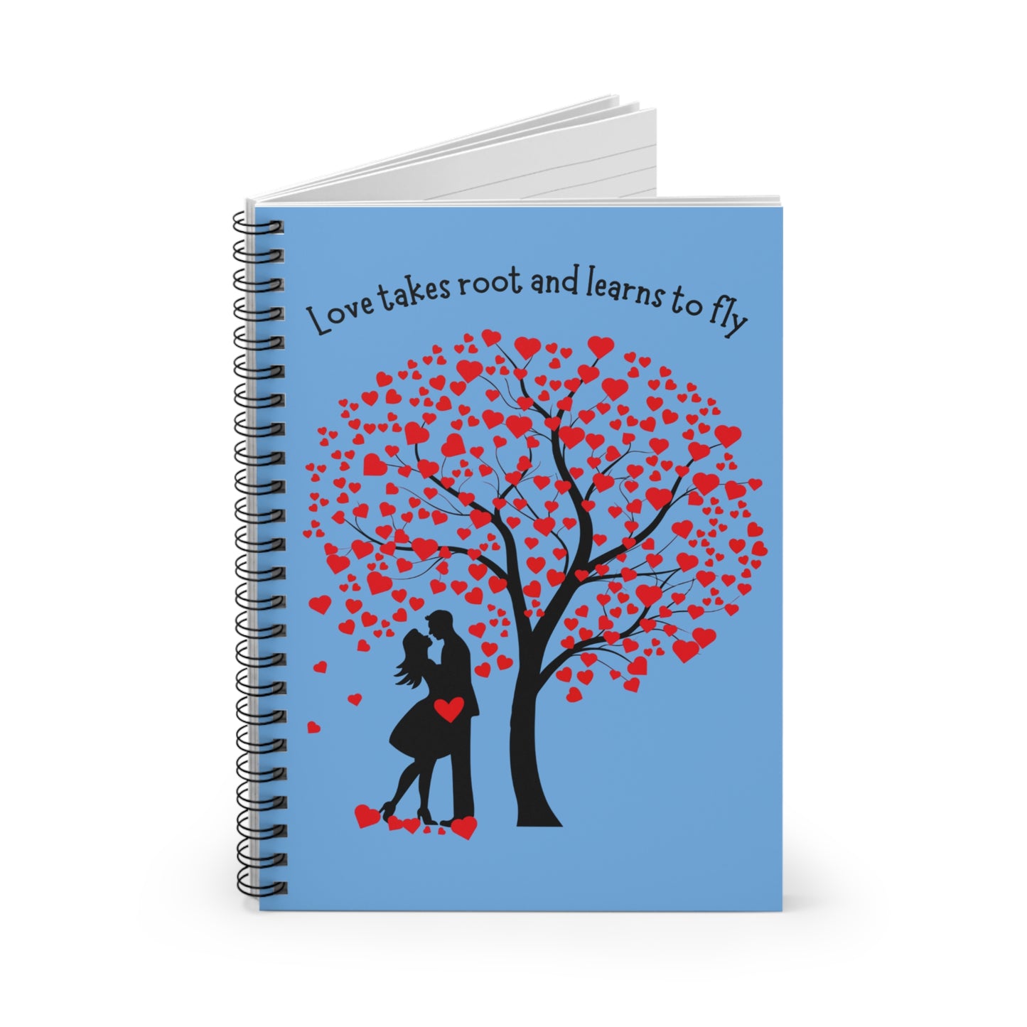 Love Takes Root Spiral Notebook — Romantic Heart Tree Ruled Journal