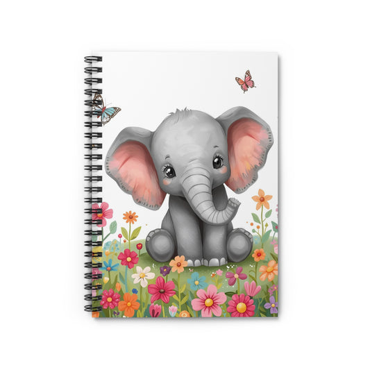 Cute Baby Elephant Floral Spiral Notebook — Ruled Journal for Kids & Baby Shower Gift