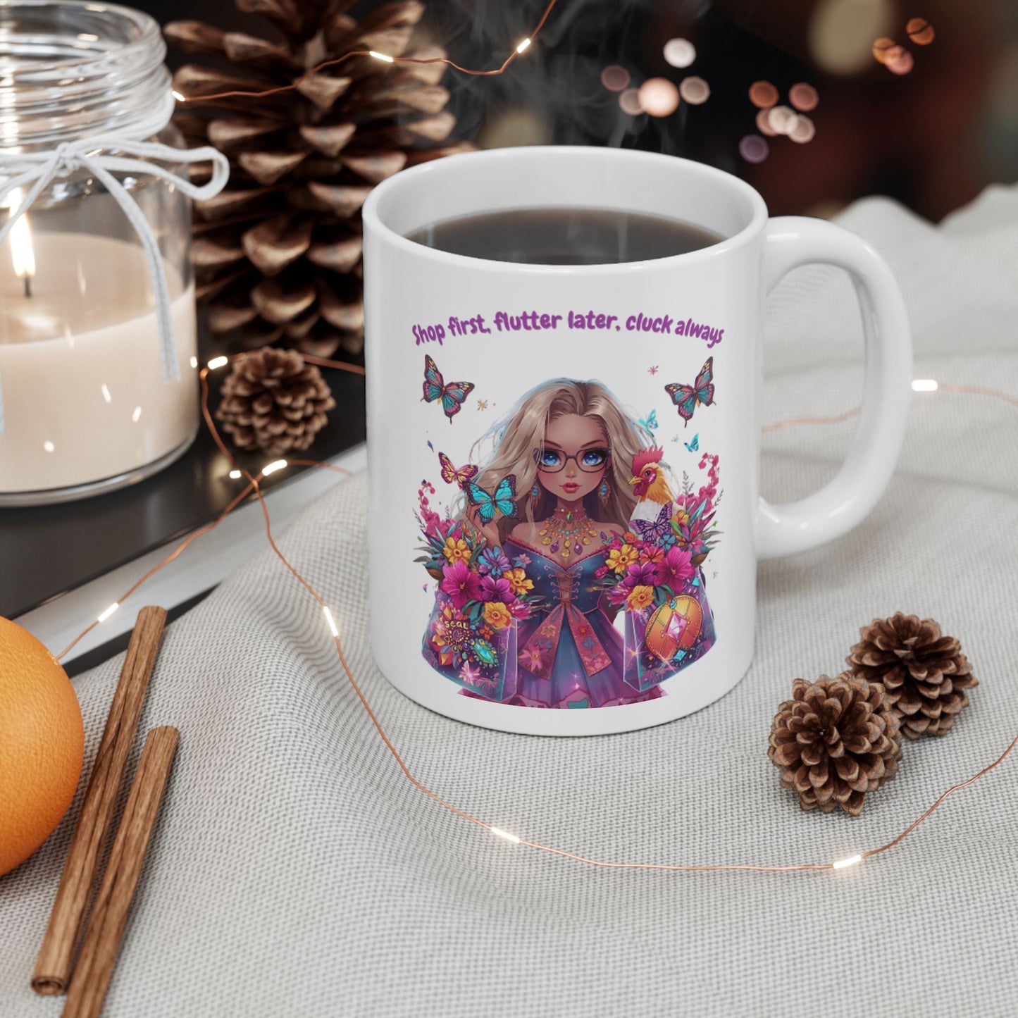 Floral Cat Ceramic Mug (11oz/15oz) — 'Stop Meow-ing' Cute Gift for Cat Lovers