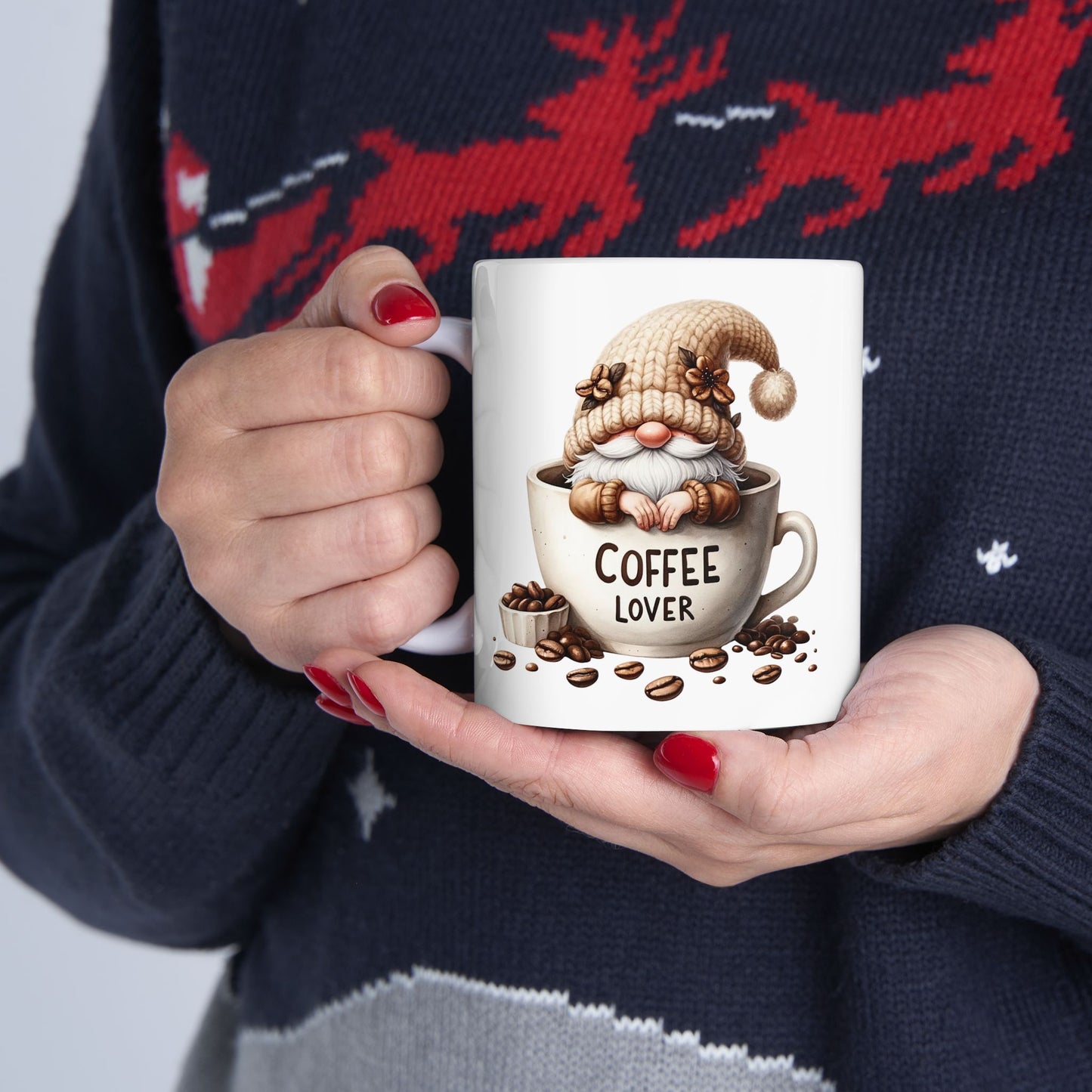 Coffee Lover's Ceramic Mug, Cozy Gift for Him and Her, Perfect for Home, Kitchen, Thanksgiving, Christmas, Happy Hour