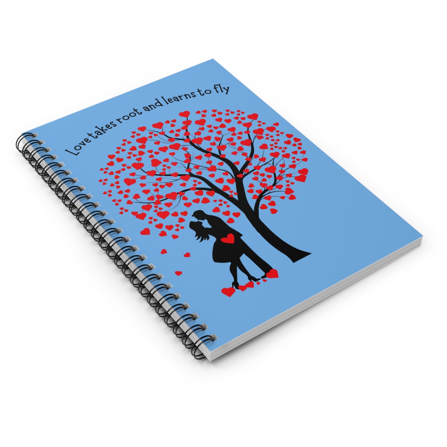 Love Takes Root Spiral Notebook — Romantic Heart Tree Ruled Journal