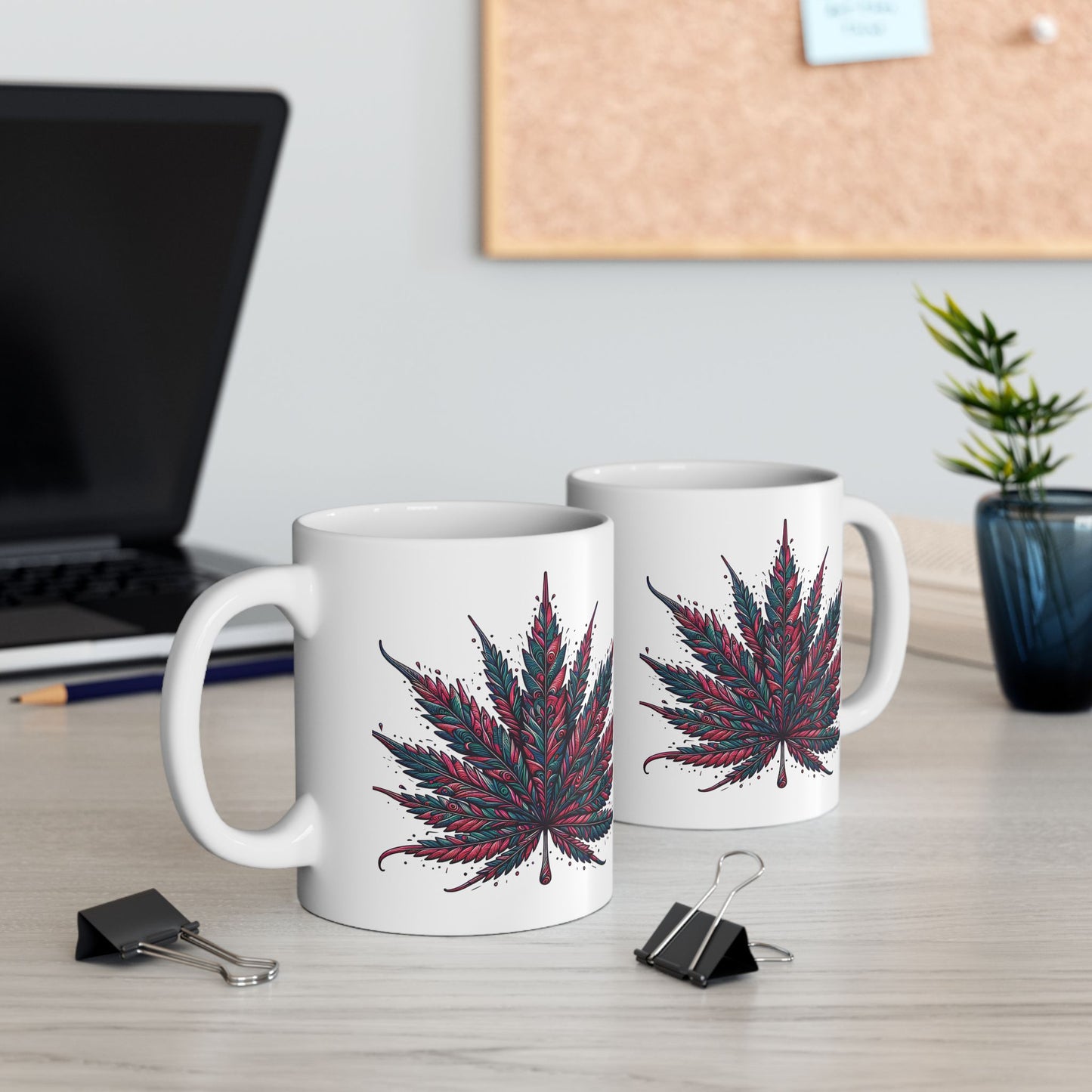 Floral Feather Art Ceramic Mug — Boho Botanical Coffee Cup (11oz & 15oz)