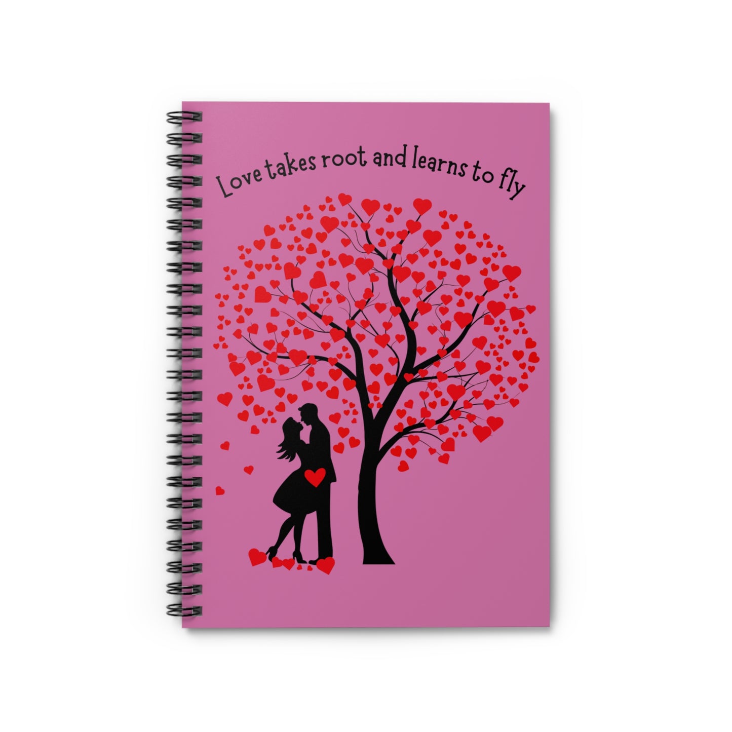 Love Takes Root Spiral Notebook — Romantic Heart Tree Ruled Journal