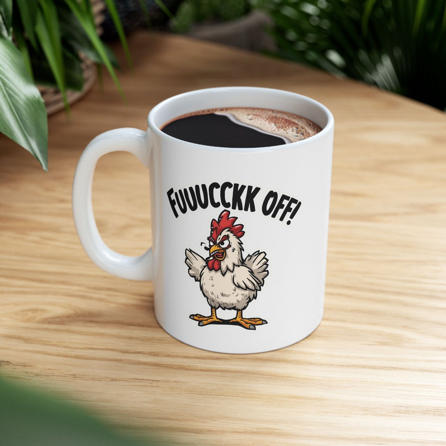 Funny Turkey Mug — ‘Fowl Off!’ Ceramic Coffee Cup (11oz & 15oz)