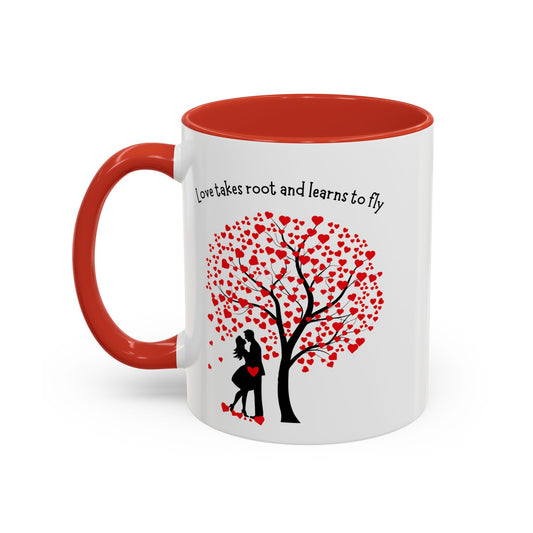 Love Tree Accent Coffee Mug – "Love takes root and learns to fly" Romantic 11/15oz Ceramic Mug