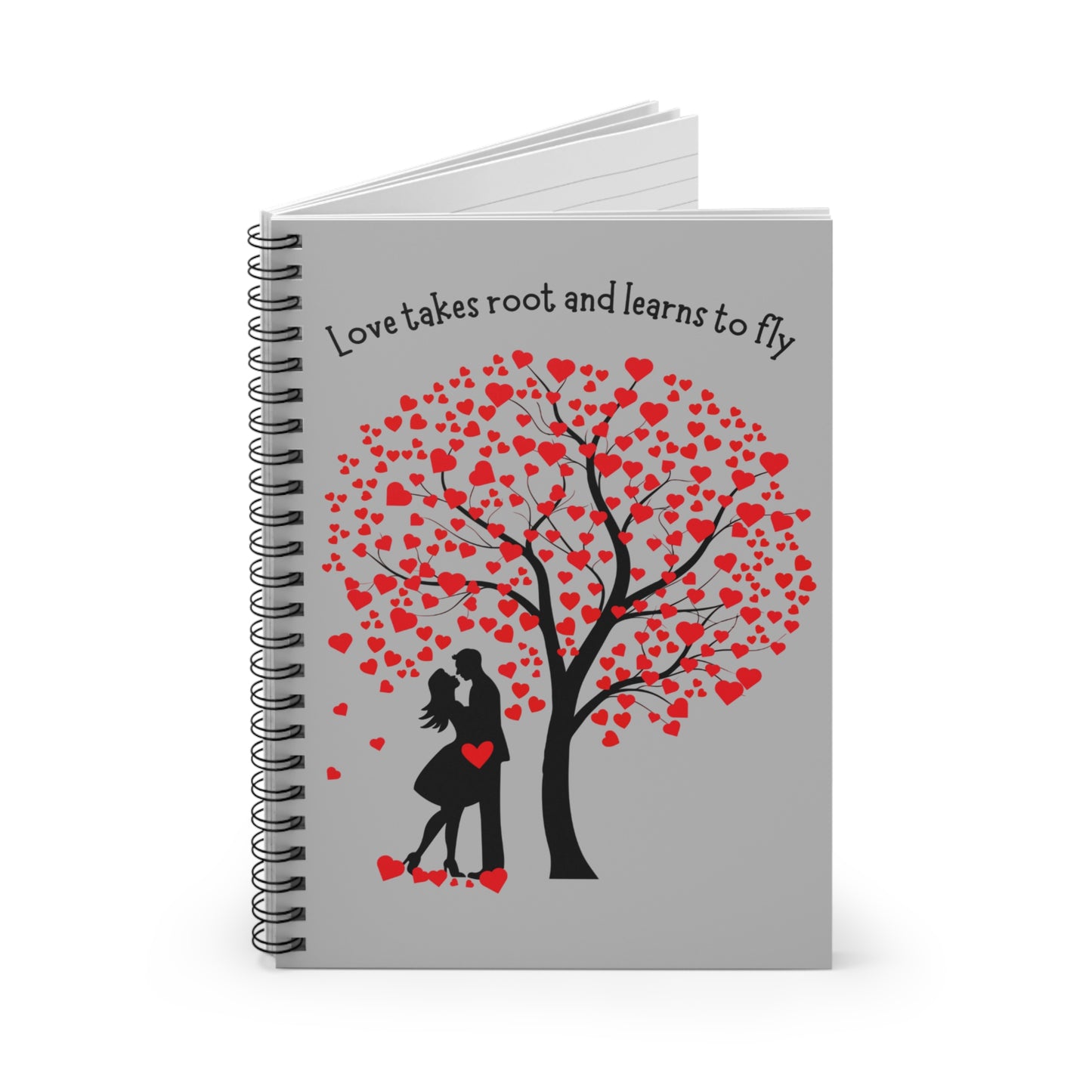 Love Takes Root Spiral Notebook — Romantic Heart Tree Ruled Journal