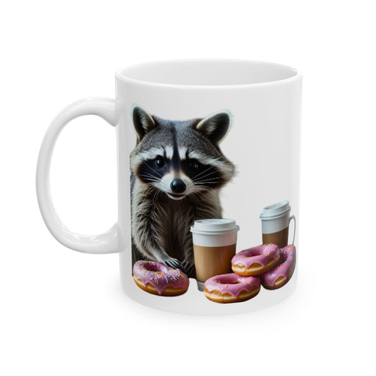 Coffee Time Raccoon Mug, Funny Gift for Animal Lovers, Tea Cup, Unique Office Mug, Cute Kitchen Decor, Birthday Gift Idea