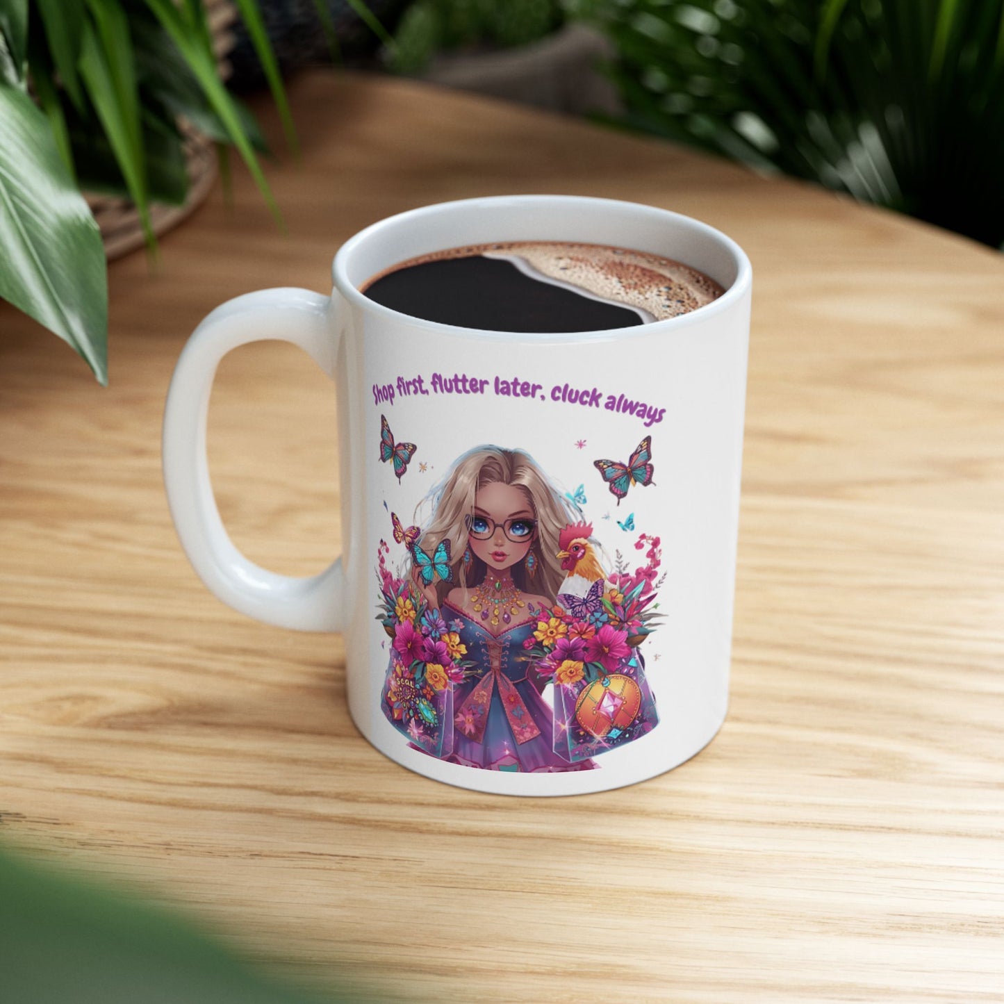 Floral Cat Ceramic Mug (11oz/15oz) — 'Stop Meow-ing' Cute Gift for Cat Lovers
