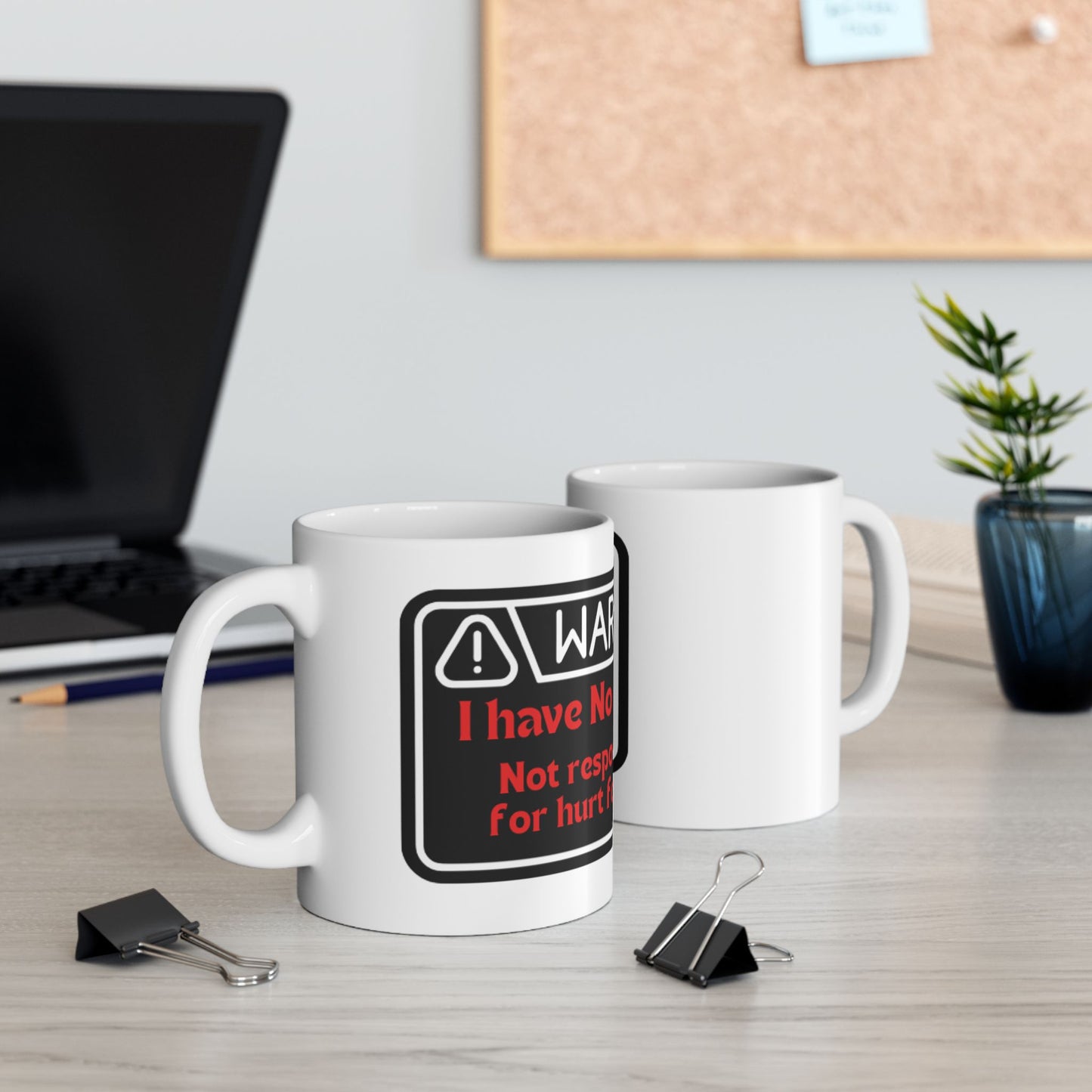 Warning: No Filter Ceramic Mug — Funny Sarcastic Coffee Cup for Friends & Coworkers