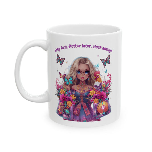 Floral Cat Ceramic Mug (11oz/15oz) — 'Stop Meow-ing' Cute Gift for Cat Lovers
