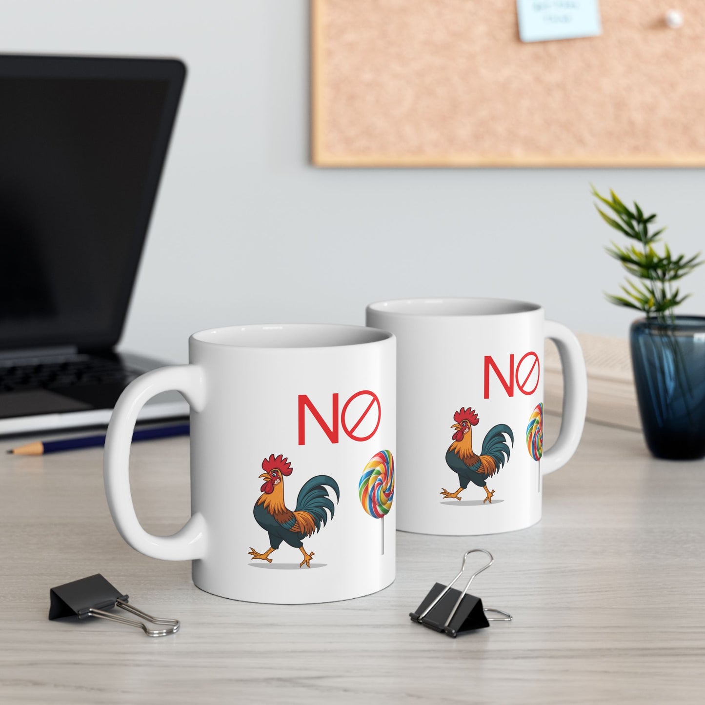 Rooster & Lollipop Ceramic Mug — Whimsical Farmhouse Coffee Cup (11oz, 15oz)