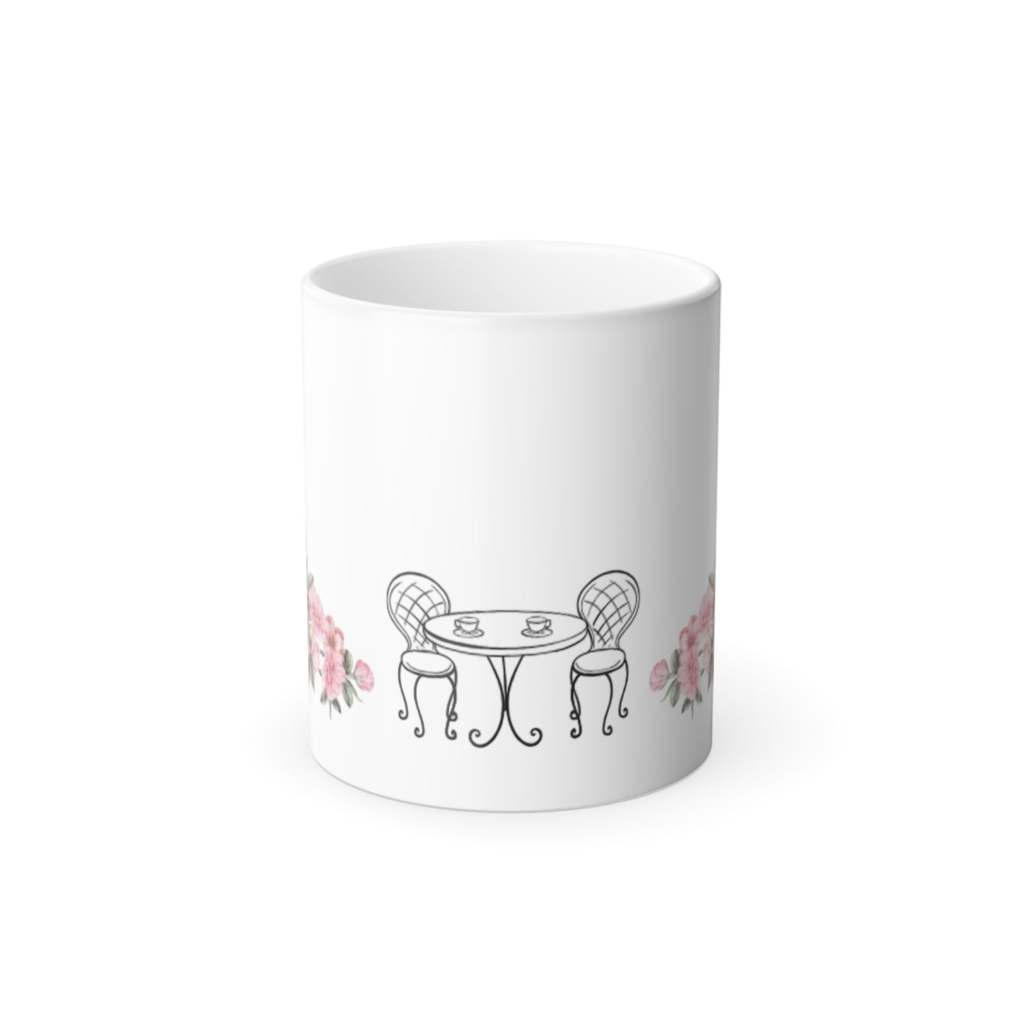 Color Morphing Coffee Mug with Eiffel Tower and Floral Design - 11oz