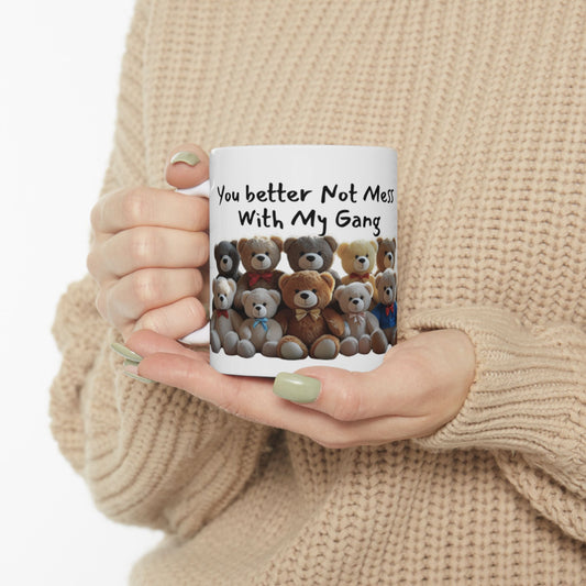 Cute Teddy Bear Mug, Funny Gift for Friends, Ceramic Coffee Cup, Bear Lover Present, Birthday, Friendship Celebration