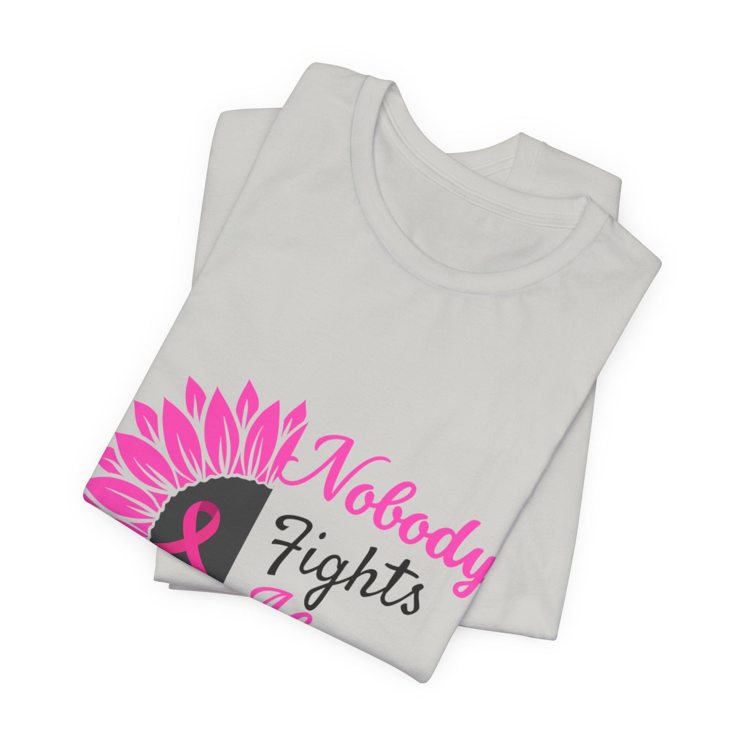 Pink Ribbon Awareness Tee - Nobody Fights Alone, Breast Cancer Support Shirt, Gift for Cancer Fighters, Motivational Apparel, Unisex Tee