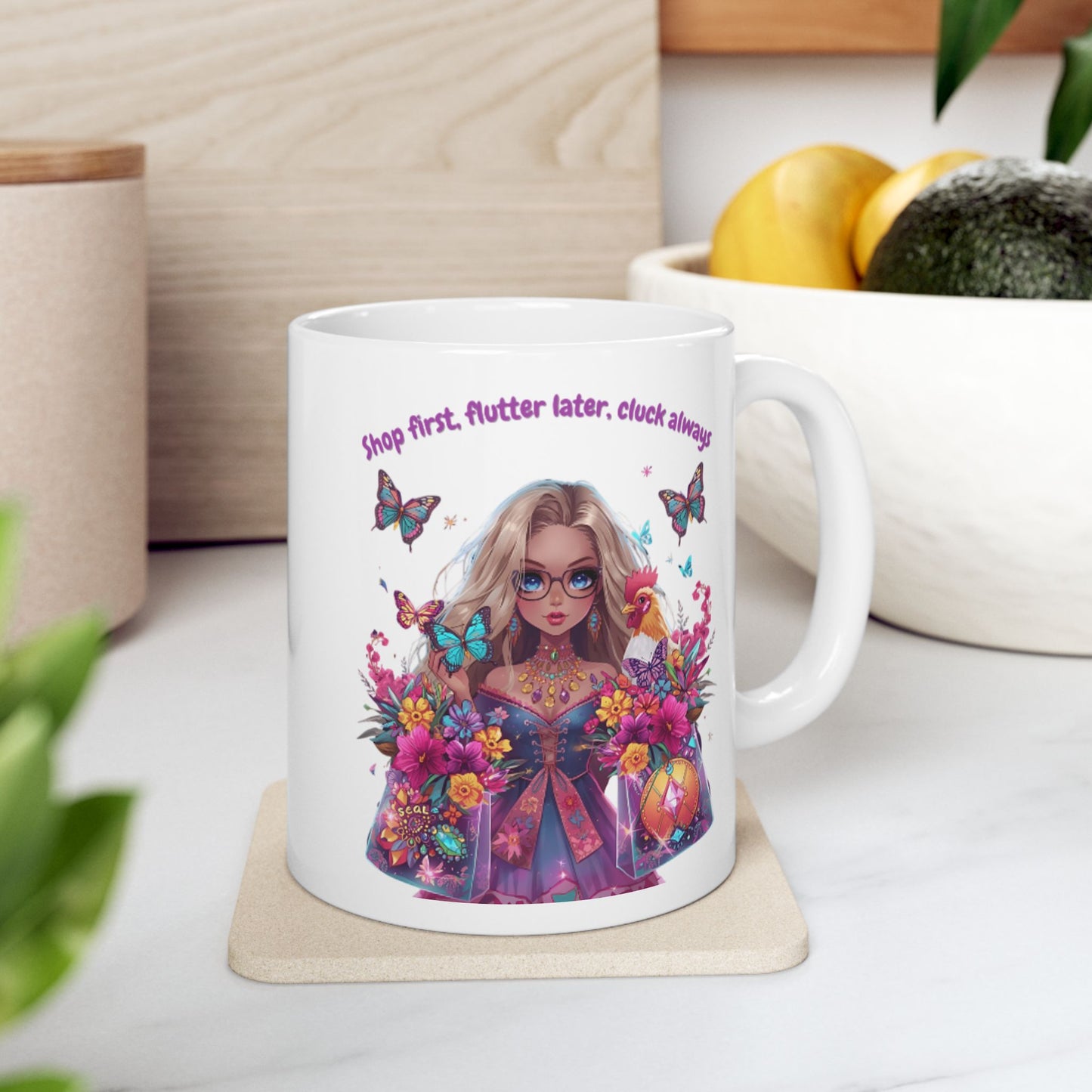 Floral Cat Ceramic Mug (11oz/15oz) — 'Stop Meow-ing' Cute Gift for Cat Lovers