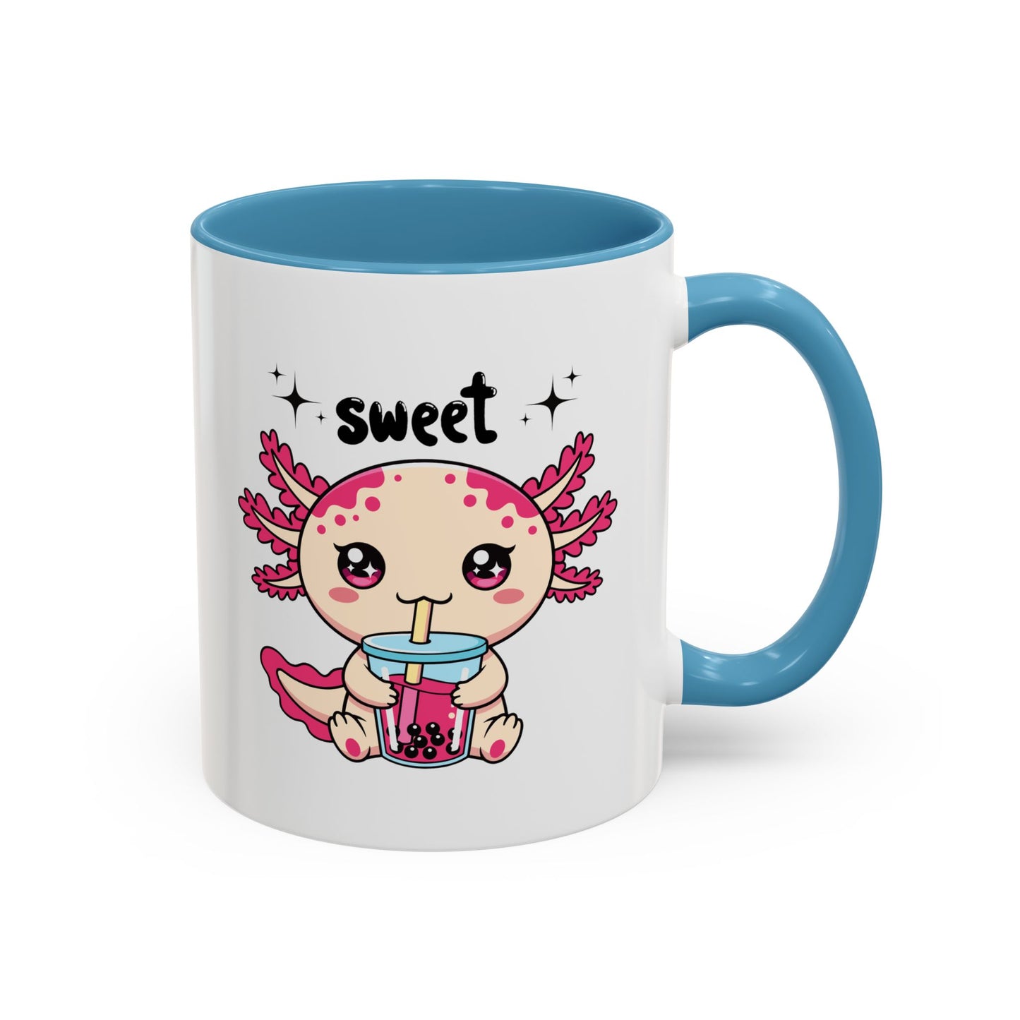 Axolotl Bubble Tea Coffee Mug — "Sweet" Cute Kawaii Animal Accent Mug (11/15oz)