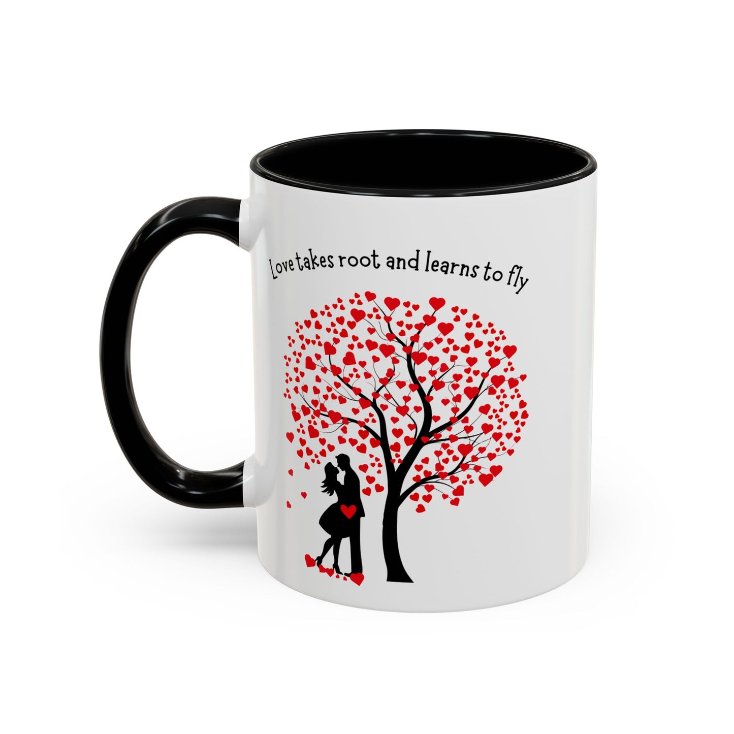 Love Tree Accent Coffee Mug – "Love takes root and learns to fly" Romantic 11/15oz Ceramic Mug