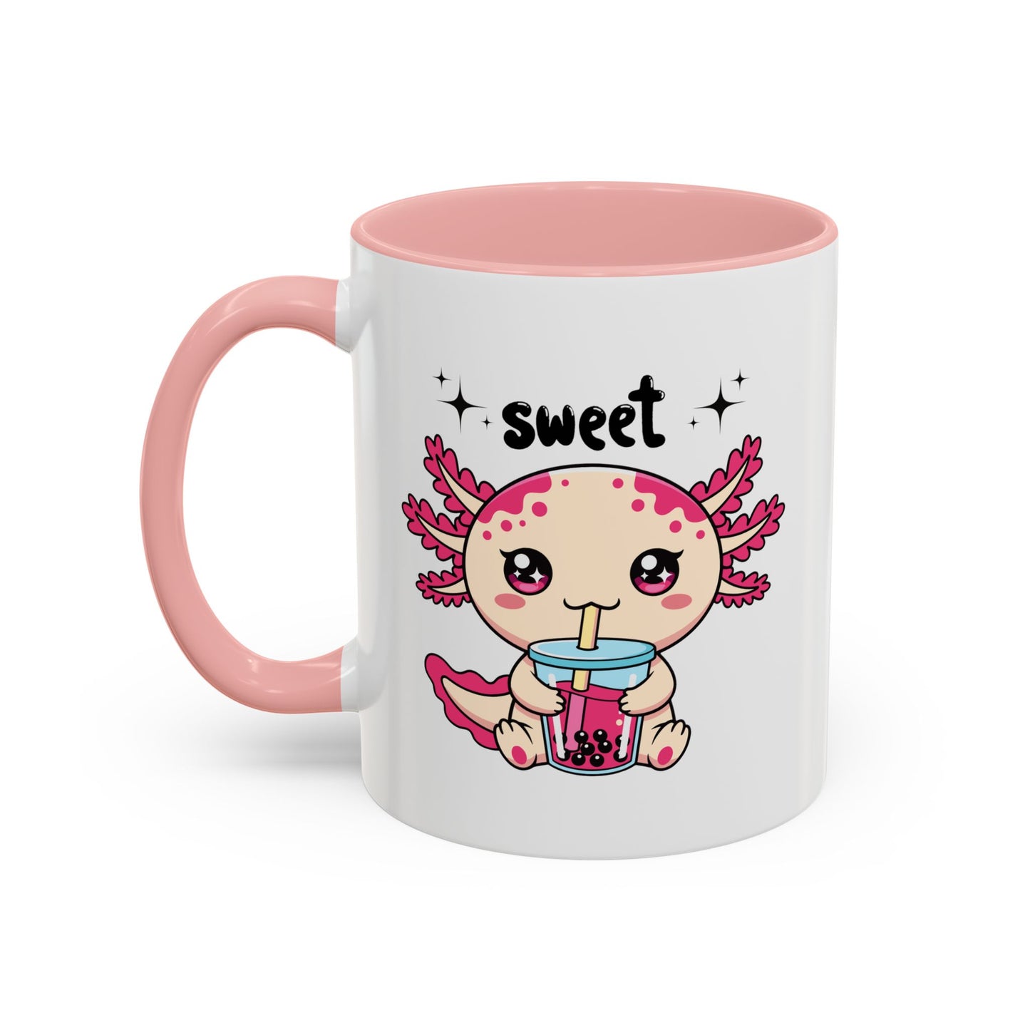 Axolotl Bubble Tea Coffee Mug — "Sweet" Cute Kawaii Animal Accent Mug (11/15oz)