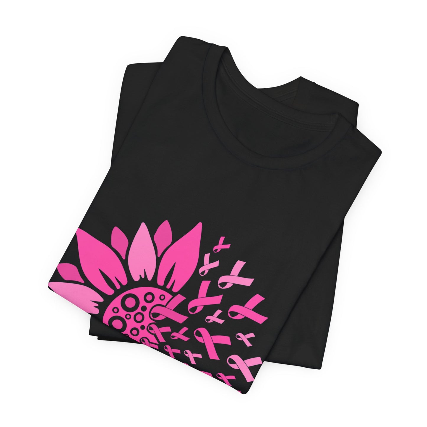 Pink Ribbon Sunflower Unisex Tee - Support Breast Cancer Awareness, Casual Wear, Gift for Her, Cancer Survivor Shirt, Stylish Comfort